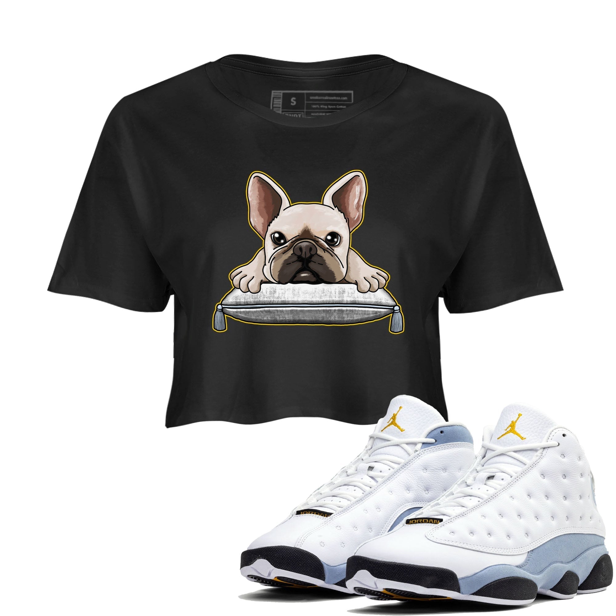 French Bulldog snkmatch Women's Top - Air Jordan 13 Blue Grey