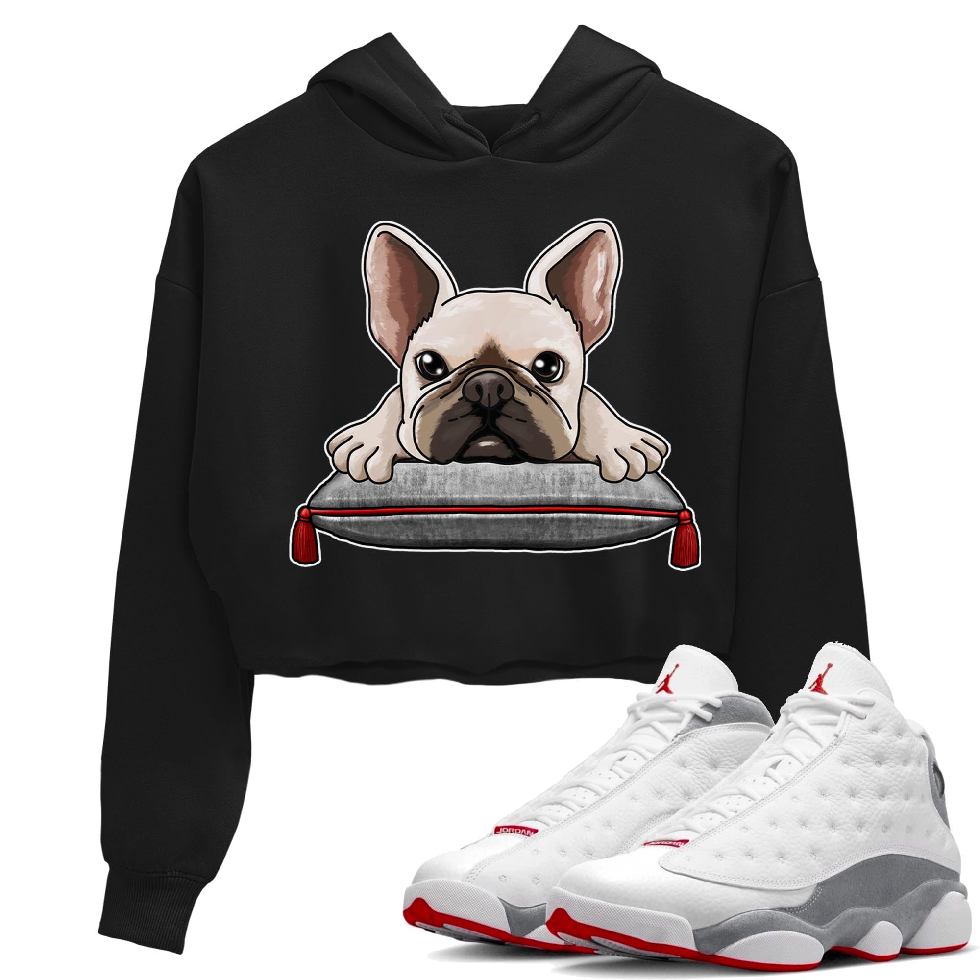 French Bulldog Women's Tops - Air Jordan 13 Wolf Grey