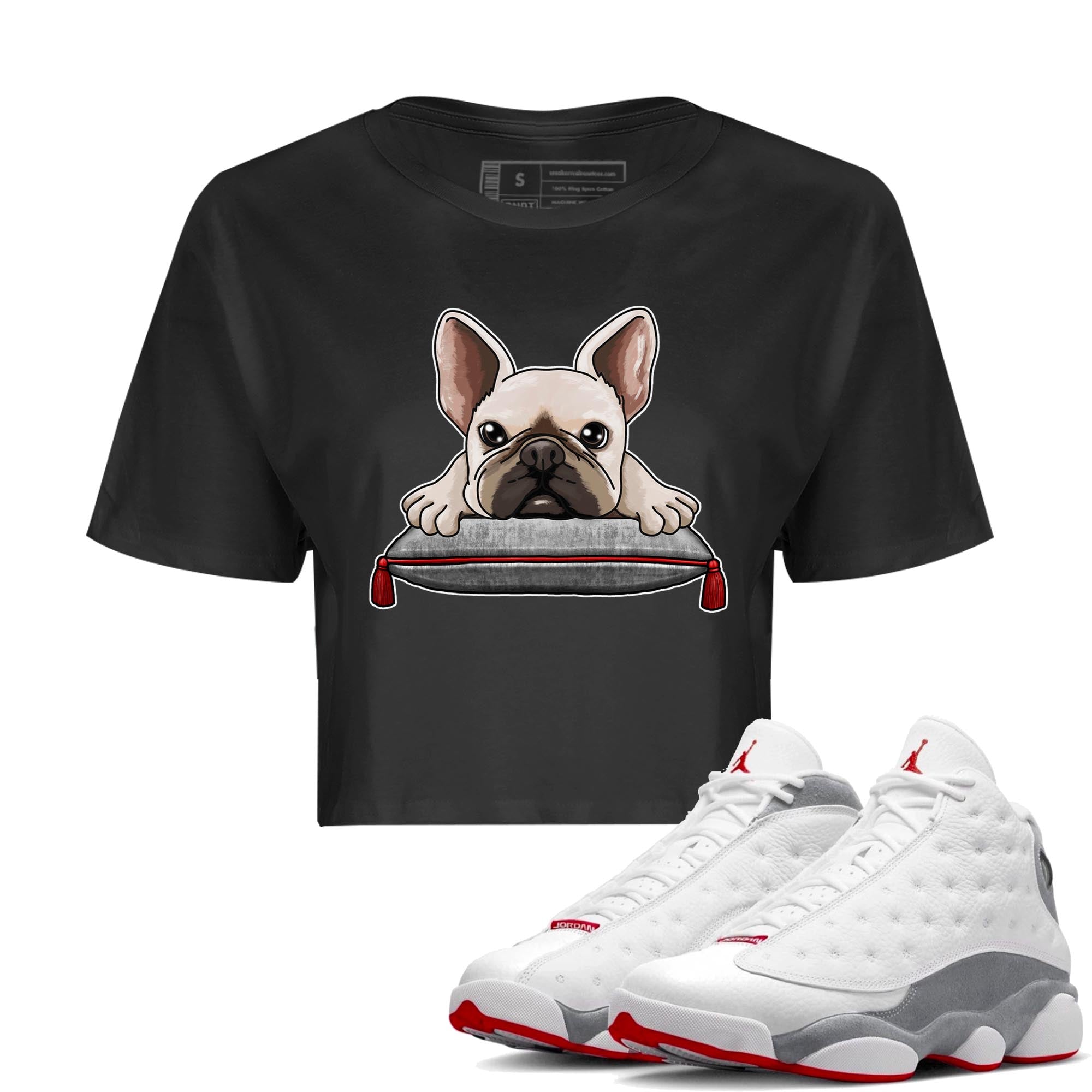 French Bulldog Women's Tops - Air Jordan 13 Wolf Grey