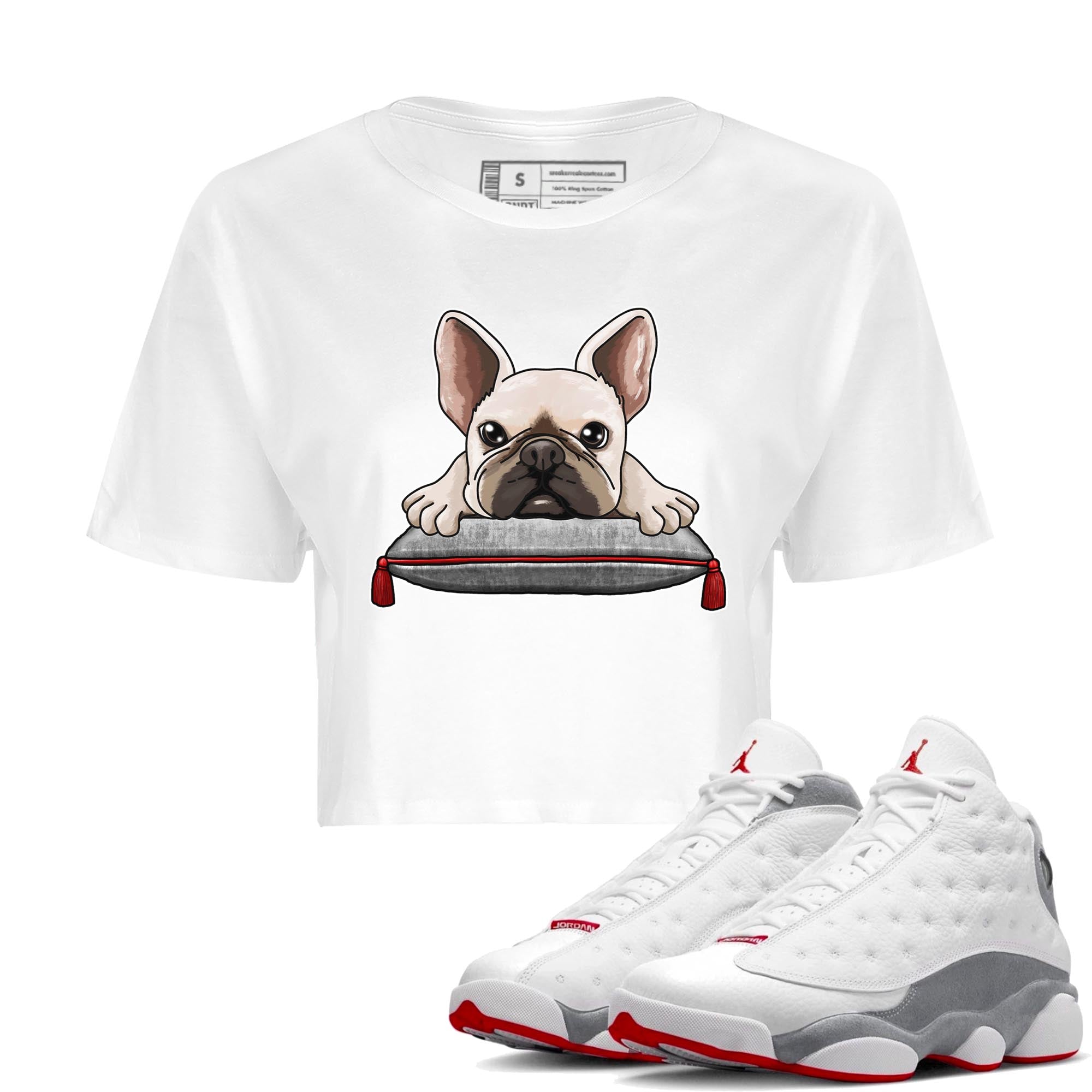 French Bulldog Women's Tops - Air Jordan 13 Wolf Grey