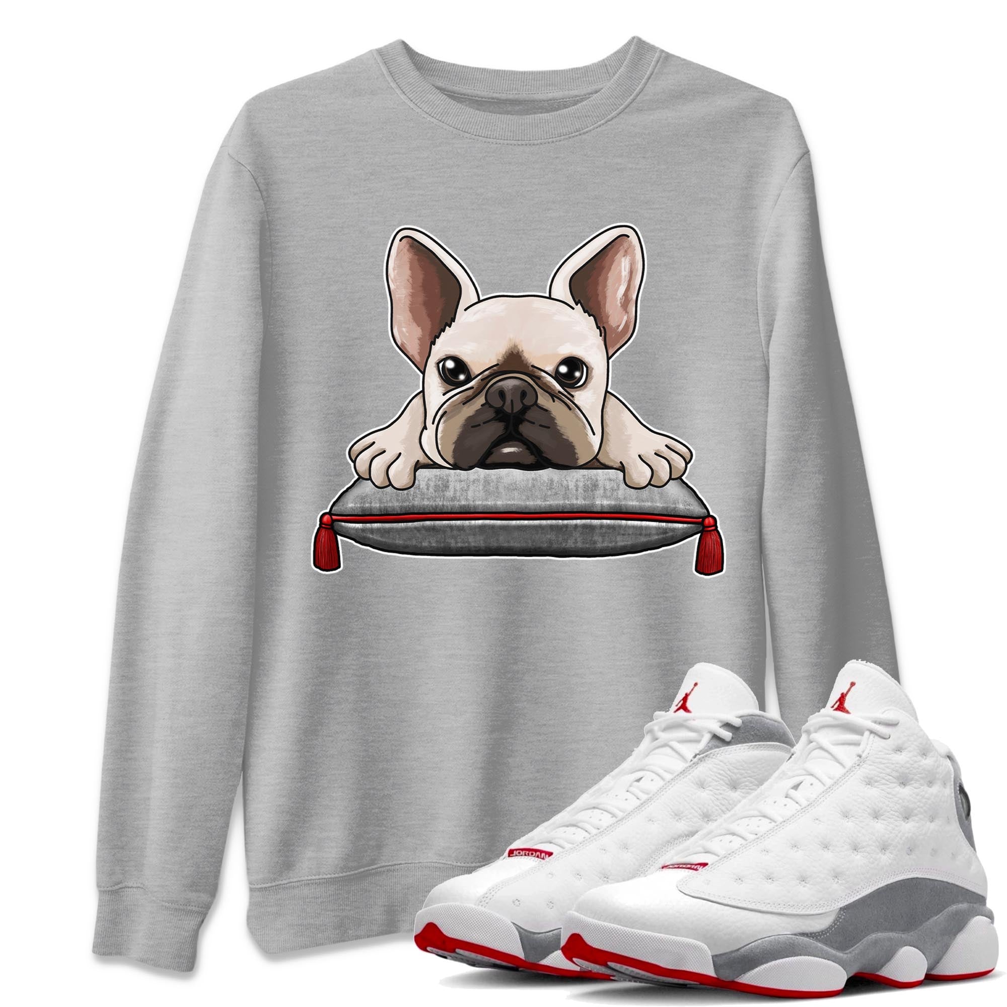 French Bulldog Unisex Tops - Air Jordan 13 Wolf Grey