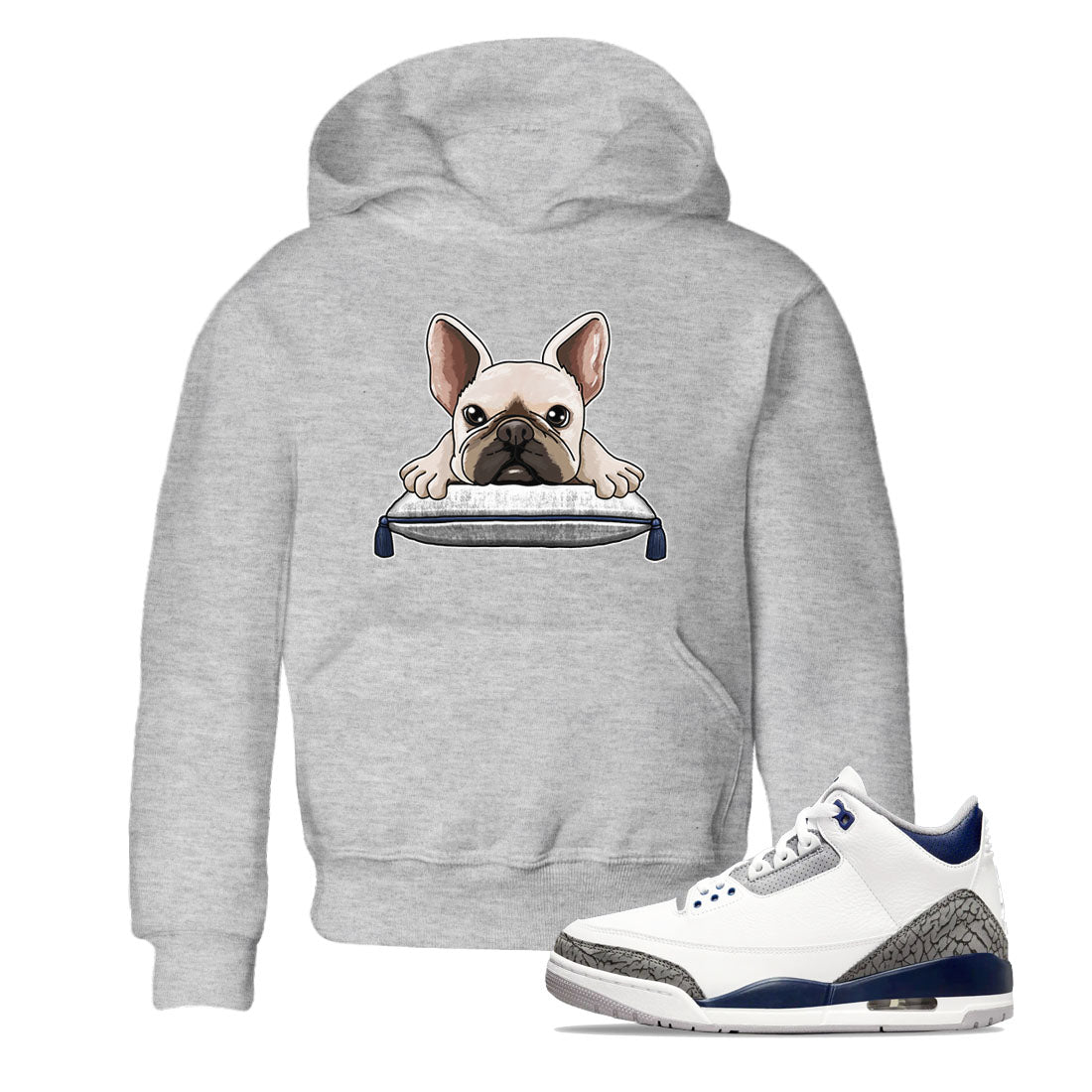 French Bulldog snkmatch Tees Kids - Air Jordan 3 Midnight Navy 2023