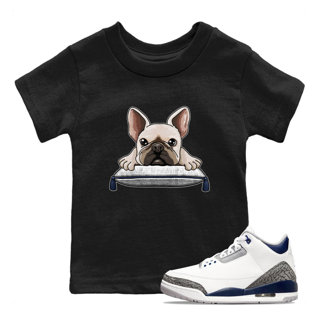 French Bulldog snkmatch Tees Kids - Air Jordan 3 Midnight Navy 2023