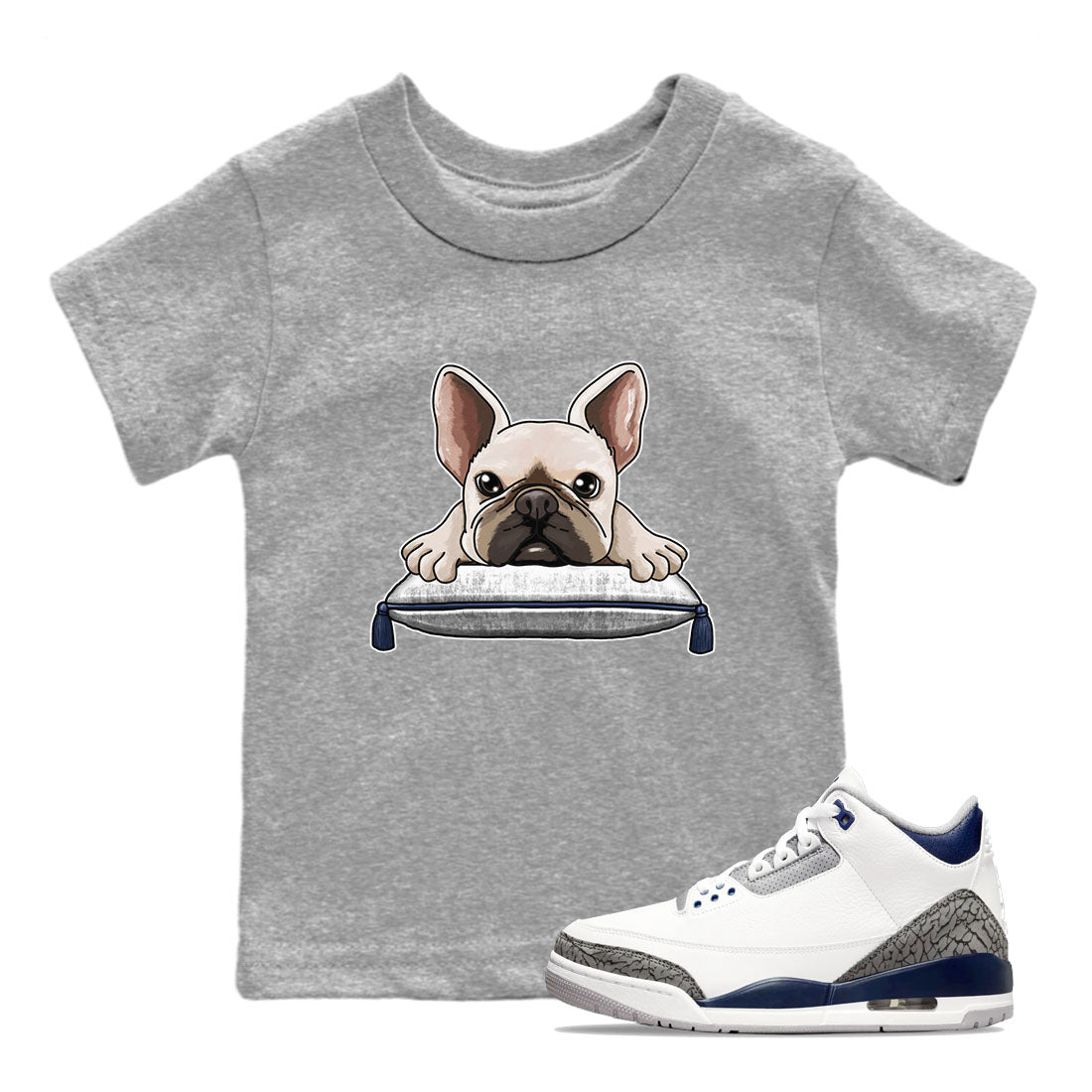 French Bulldog snkmatch Tees Kids - Air Jordan 3 Midnight Navy 2023
