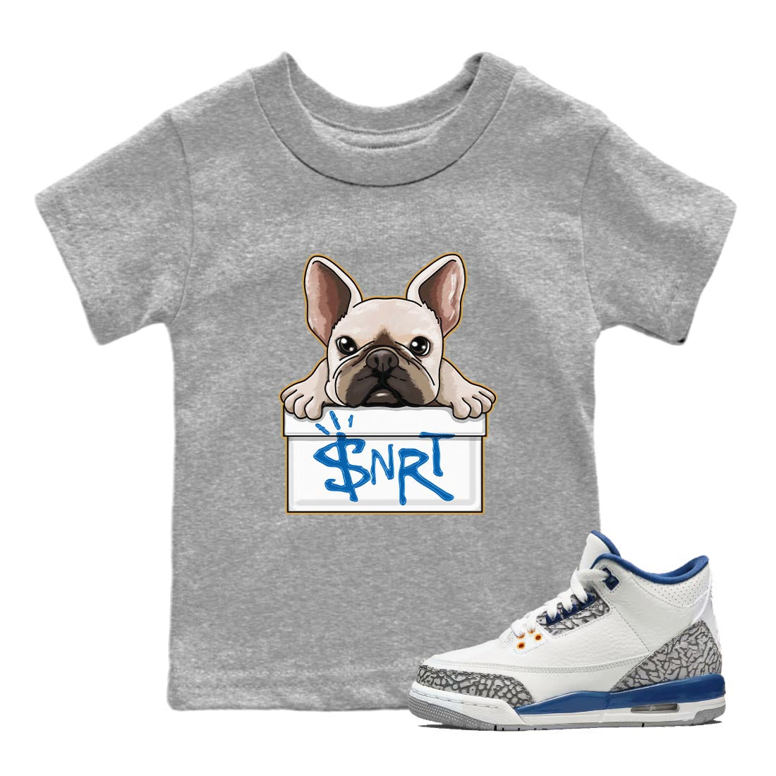 French Bulldog Kids Tops - Air Jordan 3 Wizards