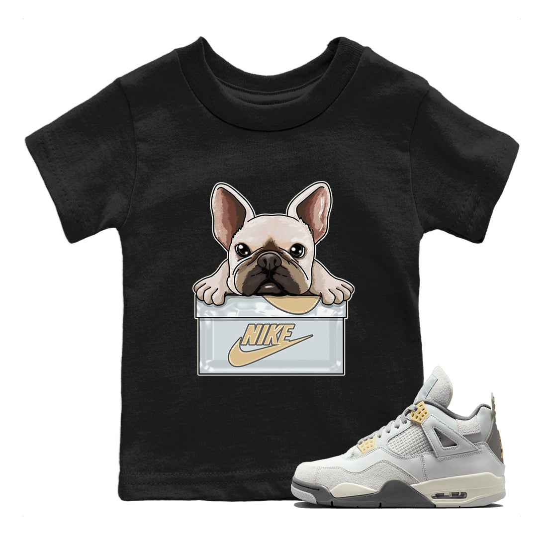 French Bulldog Kids Tops - Air Jordan 4 Craft