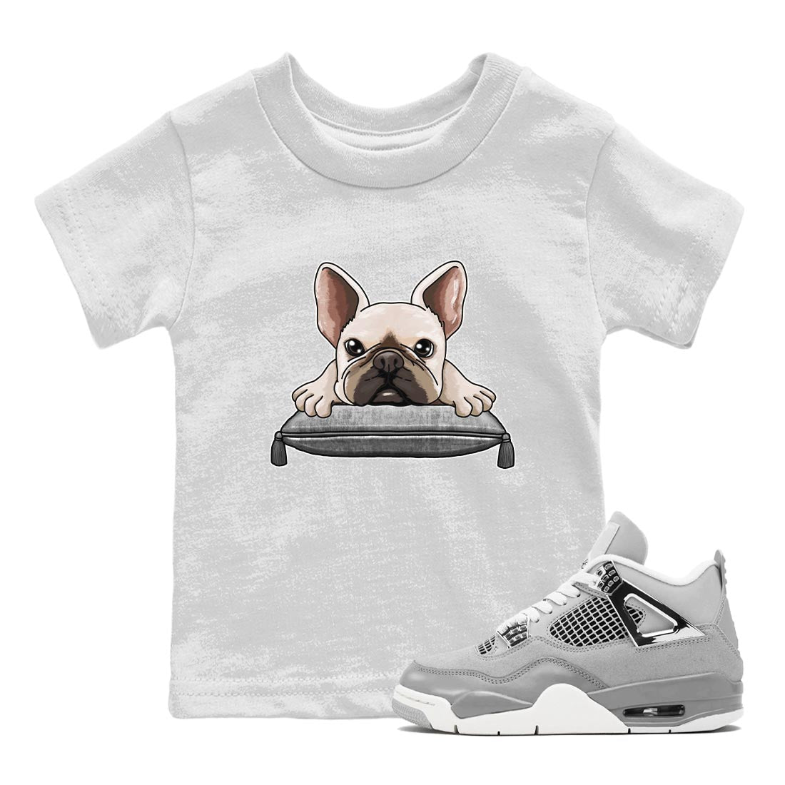 French Bulldog snkmatch Tee Kids - Air Jordan 4 Frozen Moments