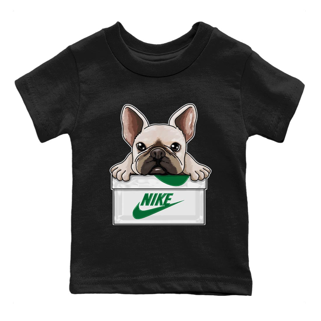 French Bulldog Kids Tops - Air Jordan 4 Pine Green SB