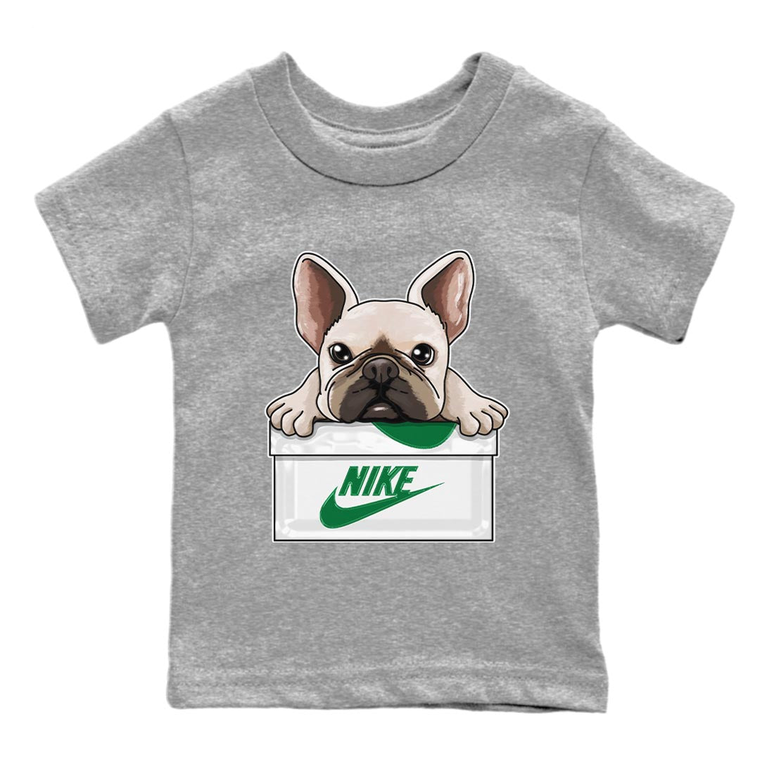 French Bulldog Kids Tops - Air Jordan 4 Pine Green SB