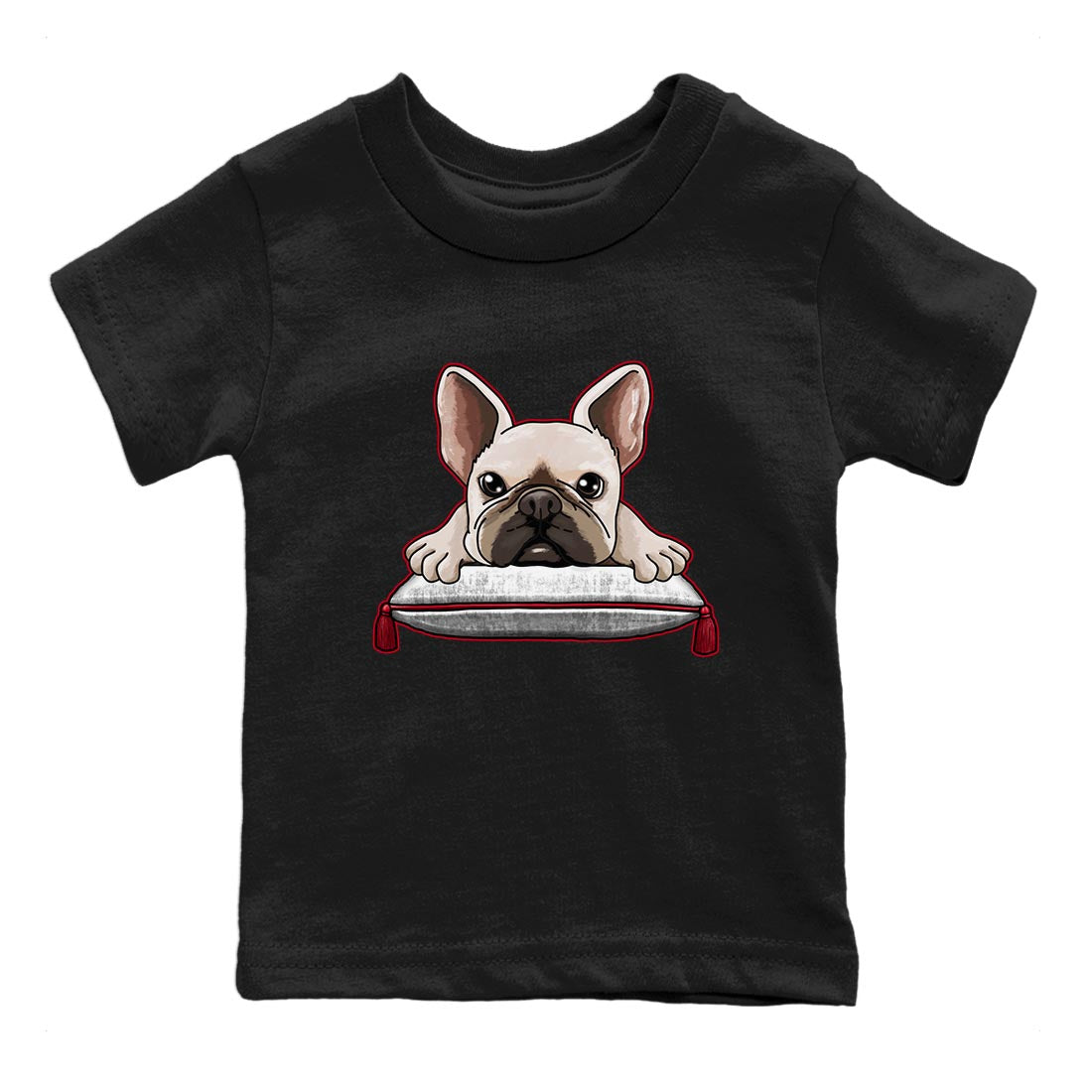 French bulldog snkmatch Tee Kids - Air Jordan 4 Red Cement