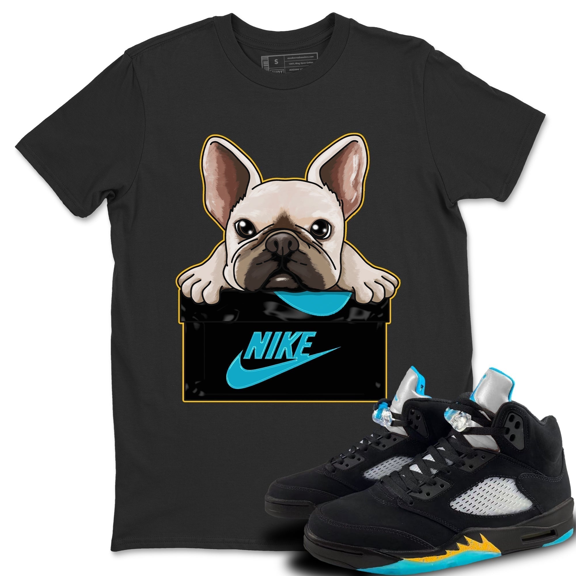 French Bulldog Unisex Tops - Air Jordan 5 Aqua