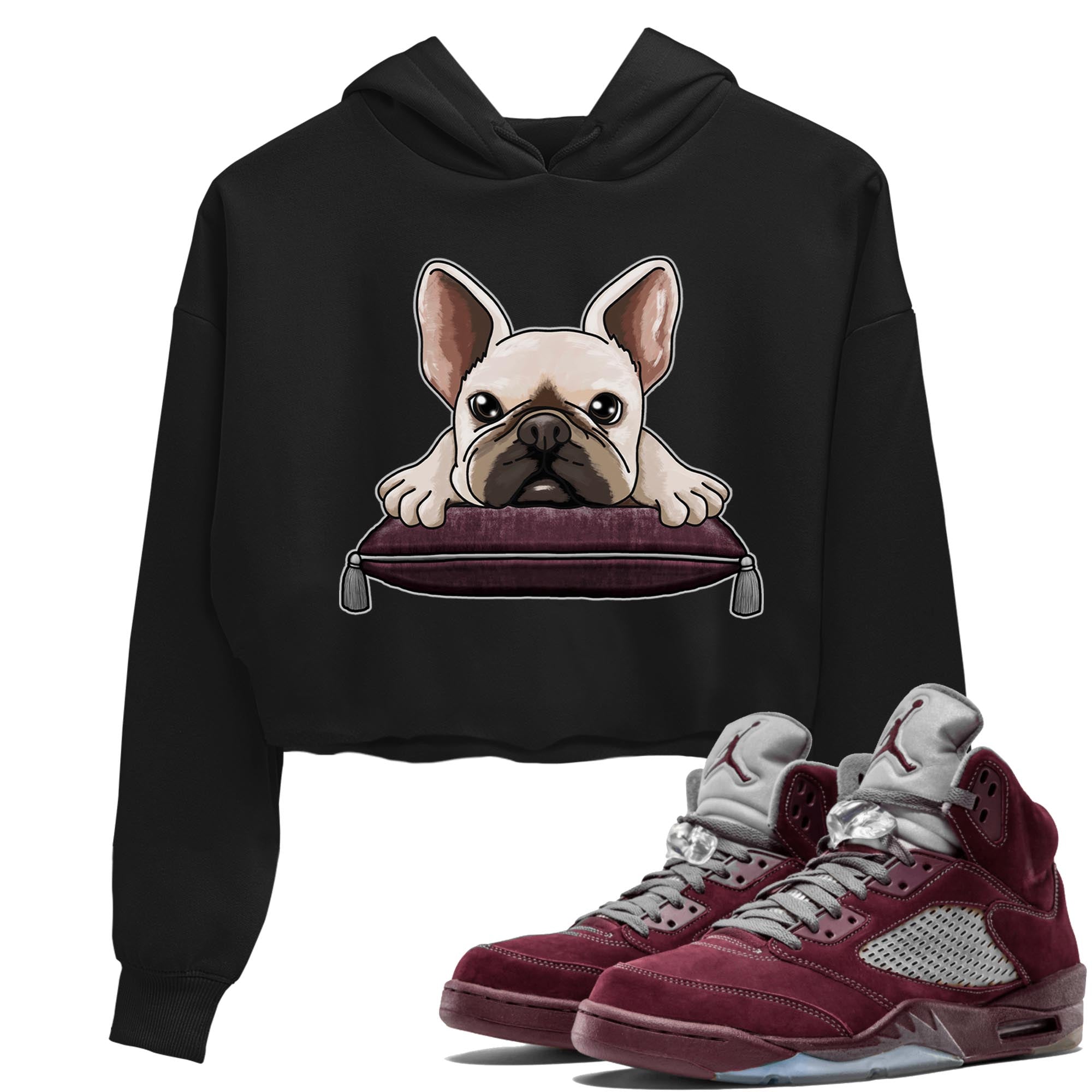 French Bulldog snkmatch Women's Top - Air Jordan 5 Burgundy