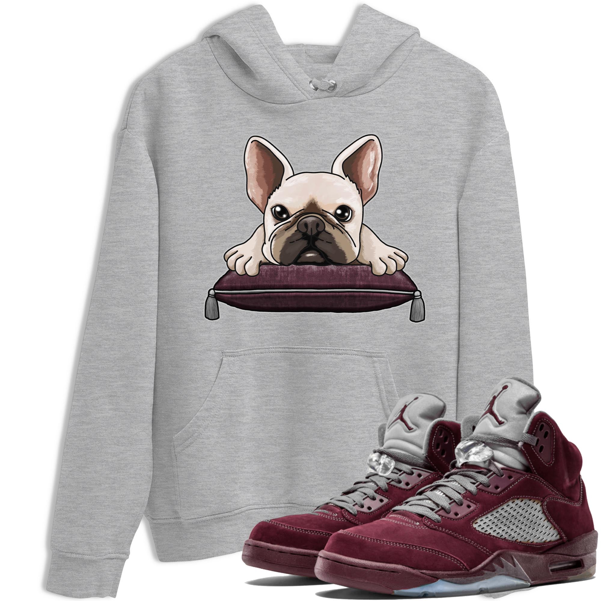 French Bulldog snkmatch Tee - Air Jordan 5 Burgundy