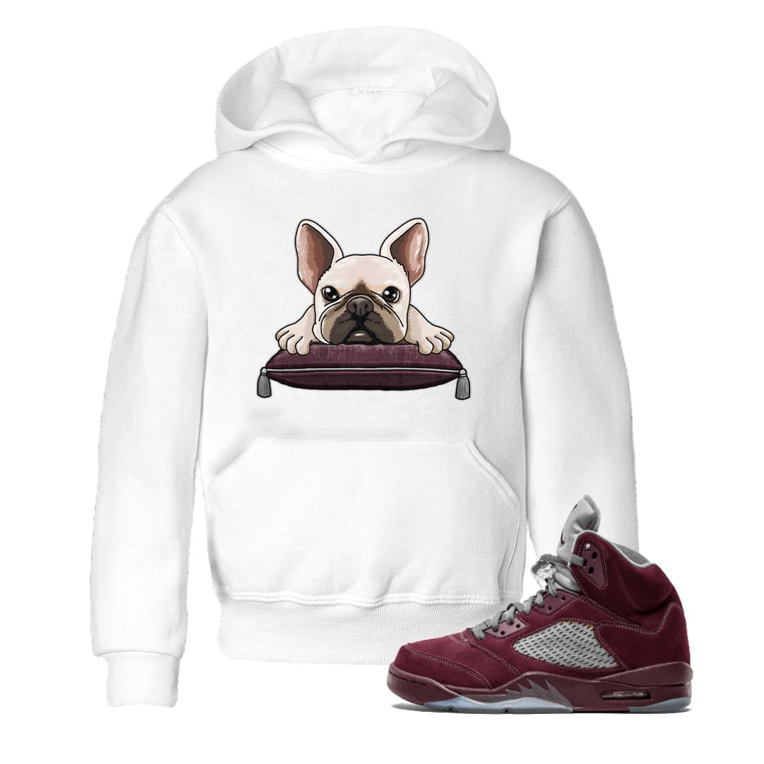 French Bulldog snkmatch Tee Kids - Air Jordan 5 Burgundy