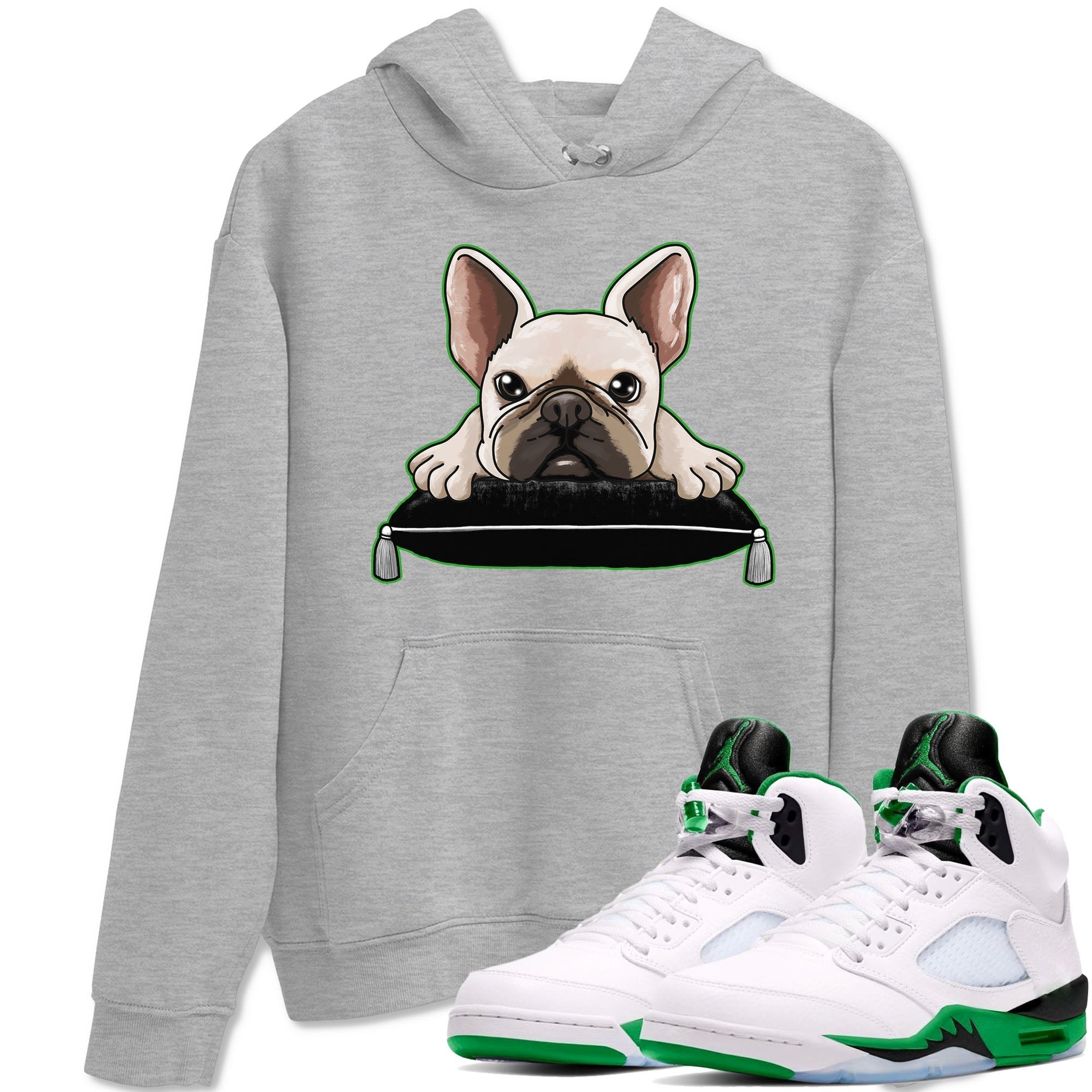French Bulldog snkmatch Tees - Air Jordan 5 Lucky Green