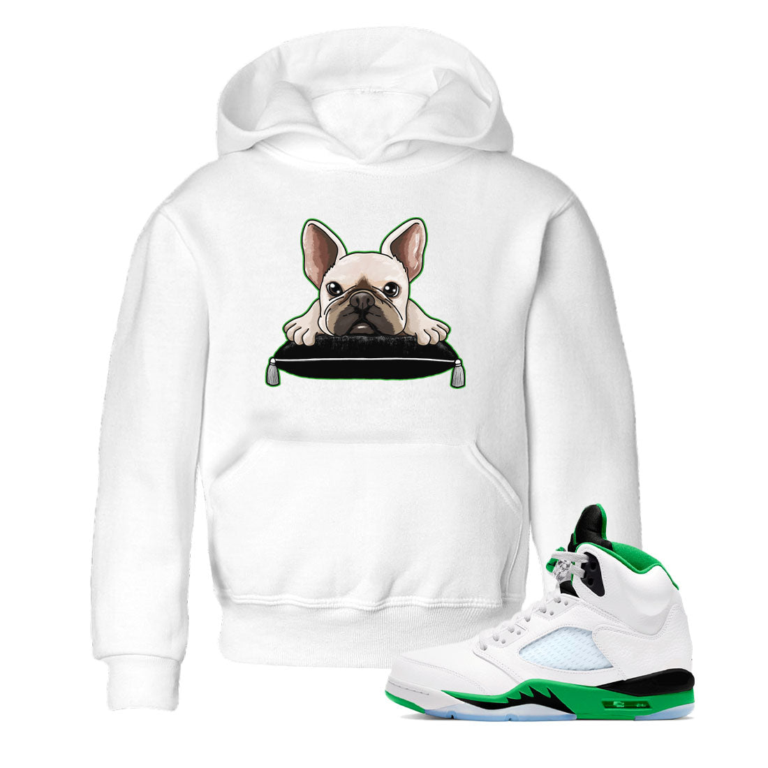 French Bulldog snkmatch Tees Kids - Air Jordan 5 Lucky Green