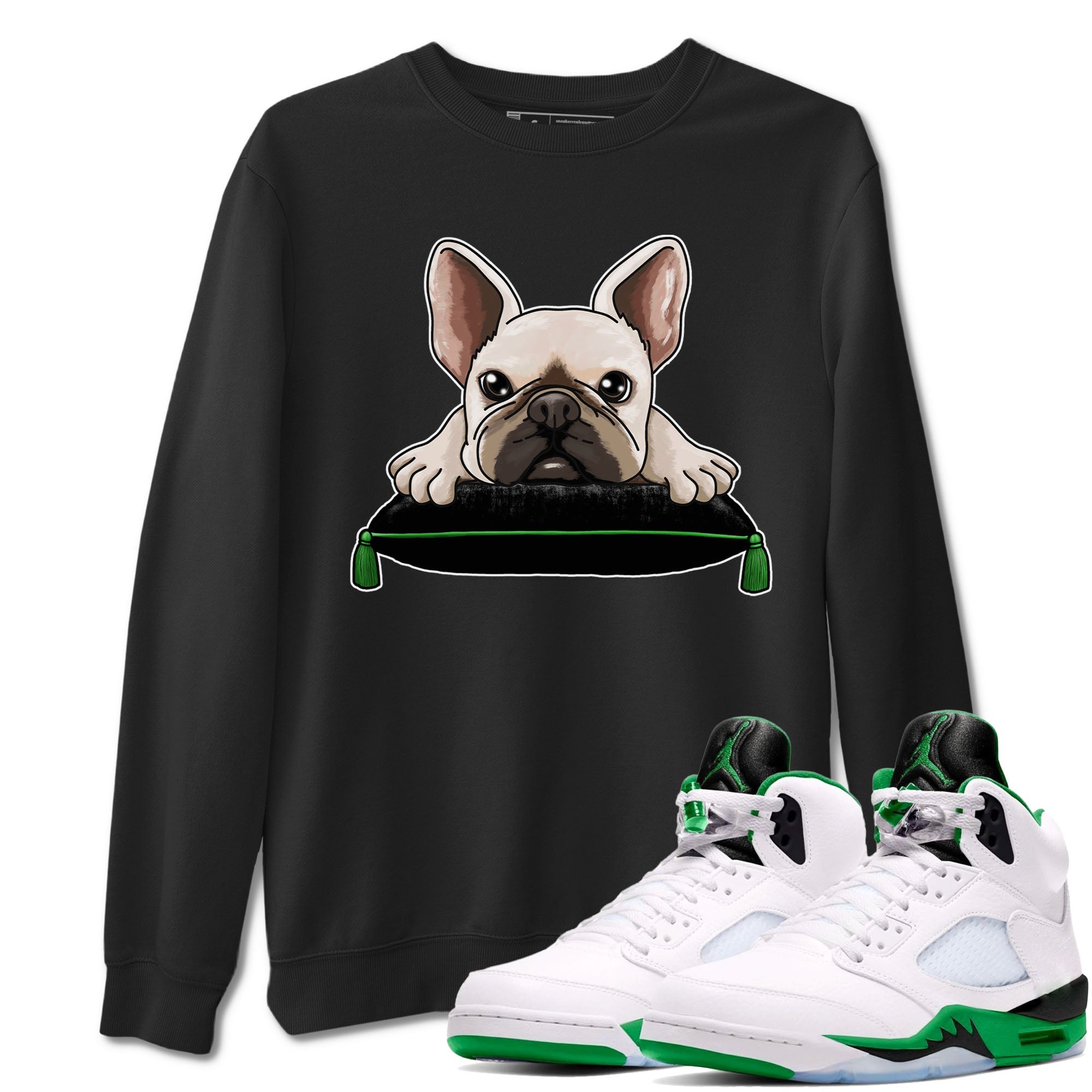 French Bulldog snkmatch Tees - Air Jordan 5 Lucky Green