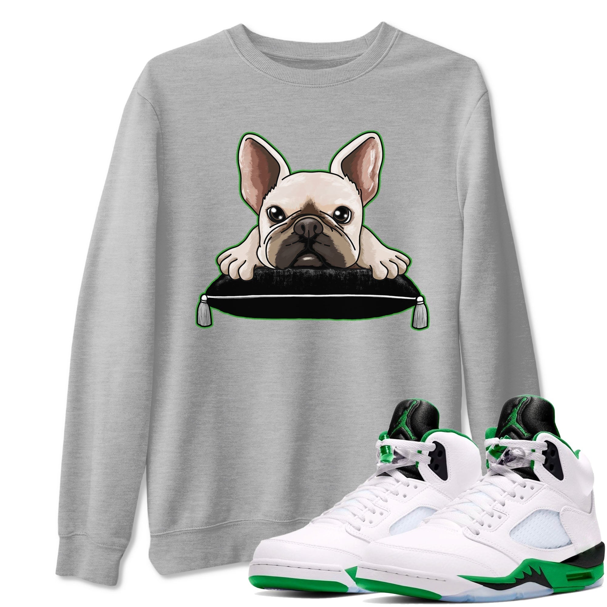French Bulldog snkmatch Tees - Air Jordan 5 Lucky Green