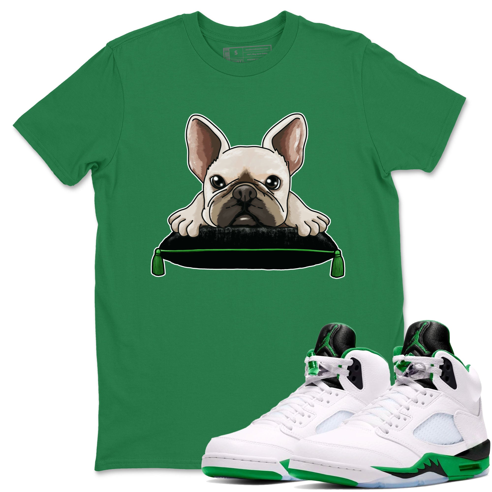 French Bulldog snkmatch Tees - Air Jordan 5 Lucky Green