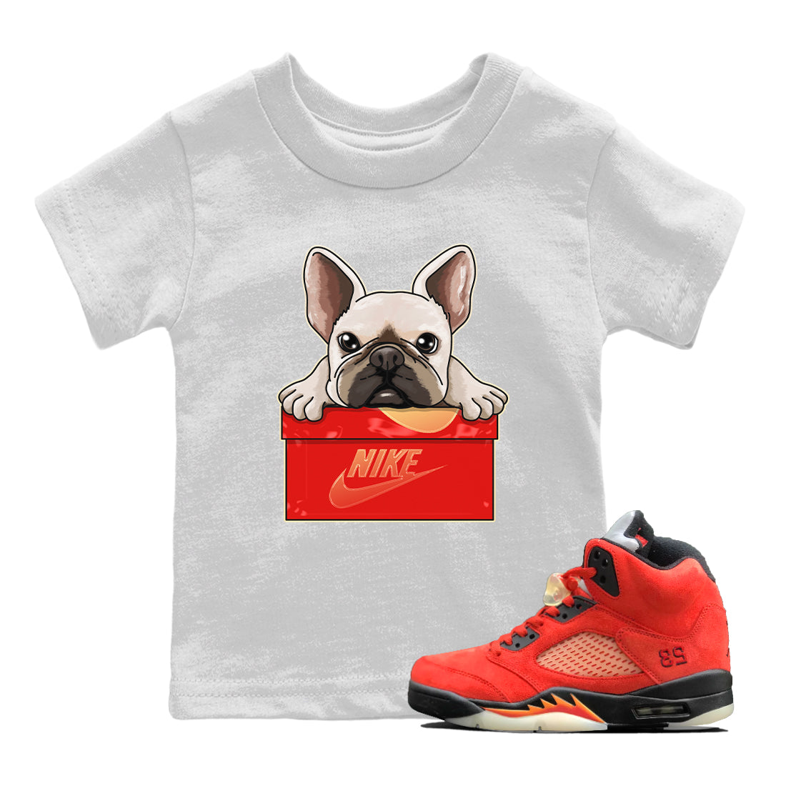 French Bulldog Kids Tops - Air Jordan 5 Mars For Her