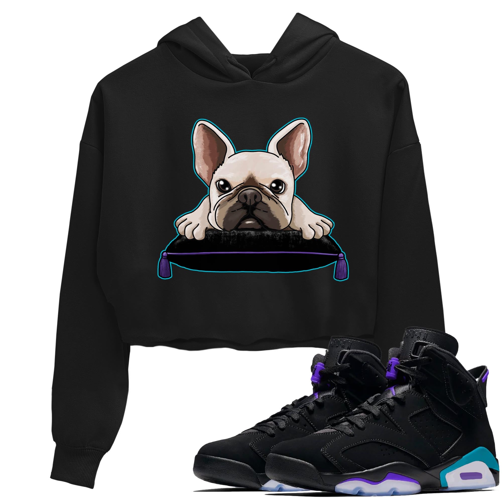 French Bulldog snkmatch Women's Top - Air Jordan 6 Aqua
