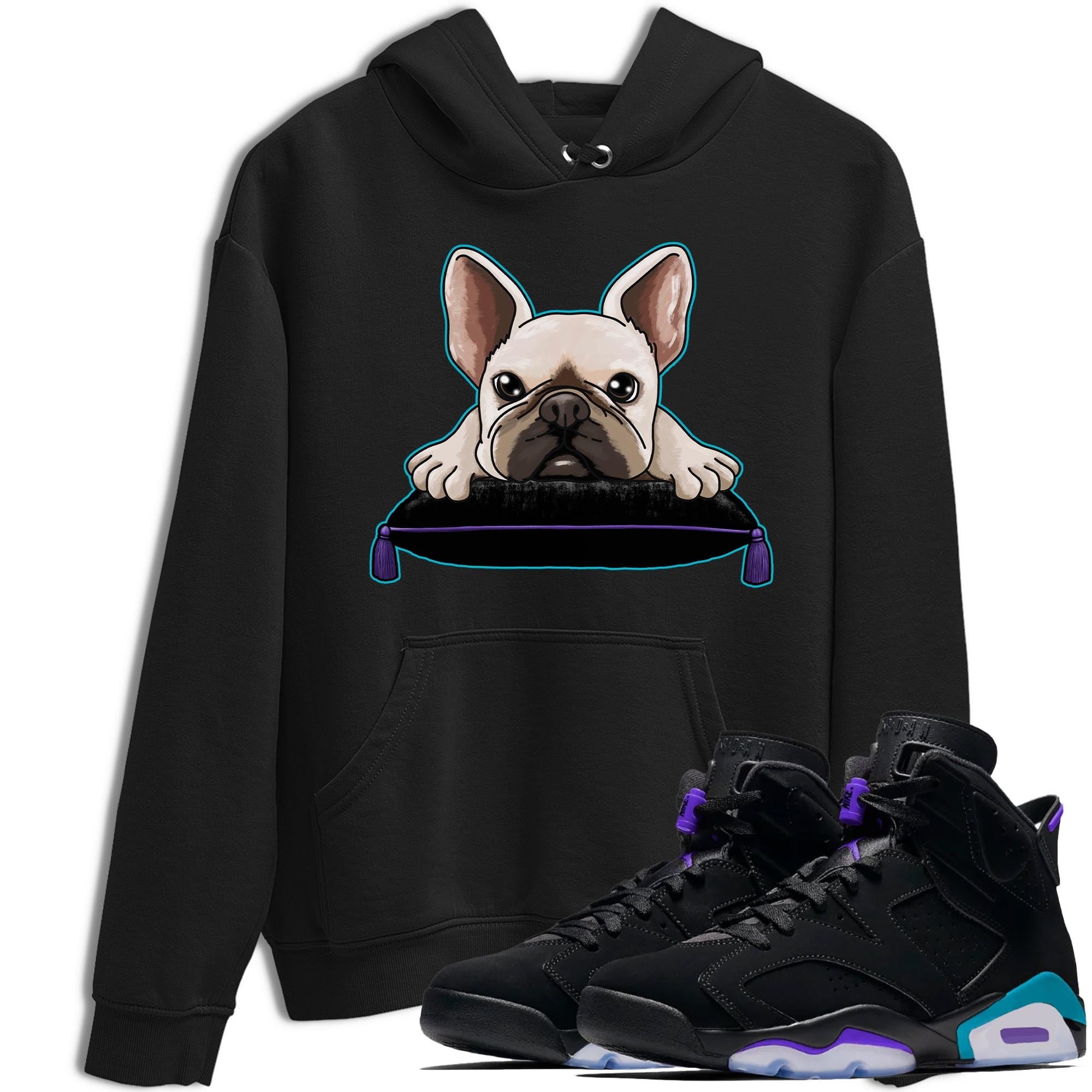French Bulldog snkmatch Tee - Air Jordan 6 Aqua