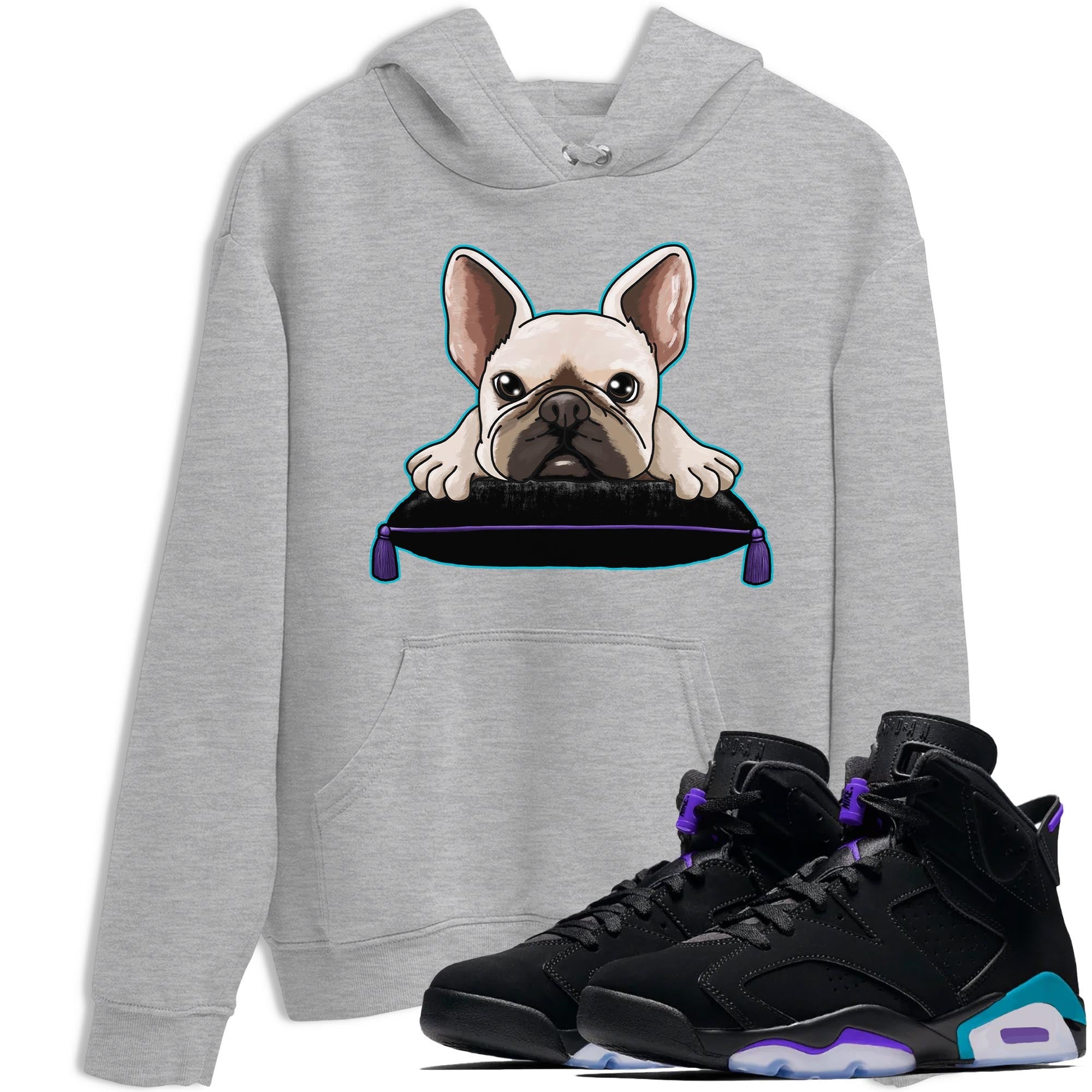 French Bulldog snkmatch Tee - Air Jordan 6 Aqua