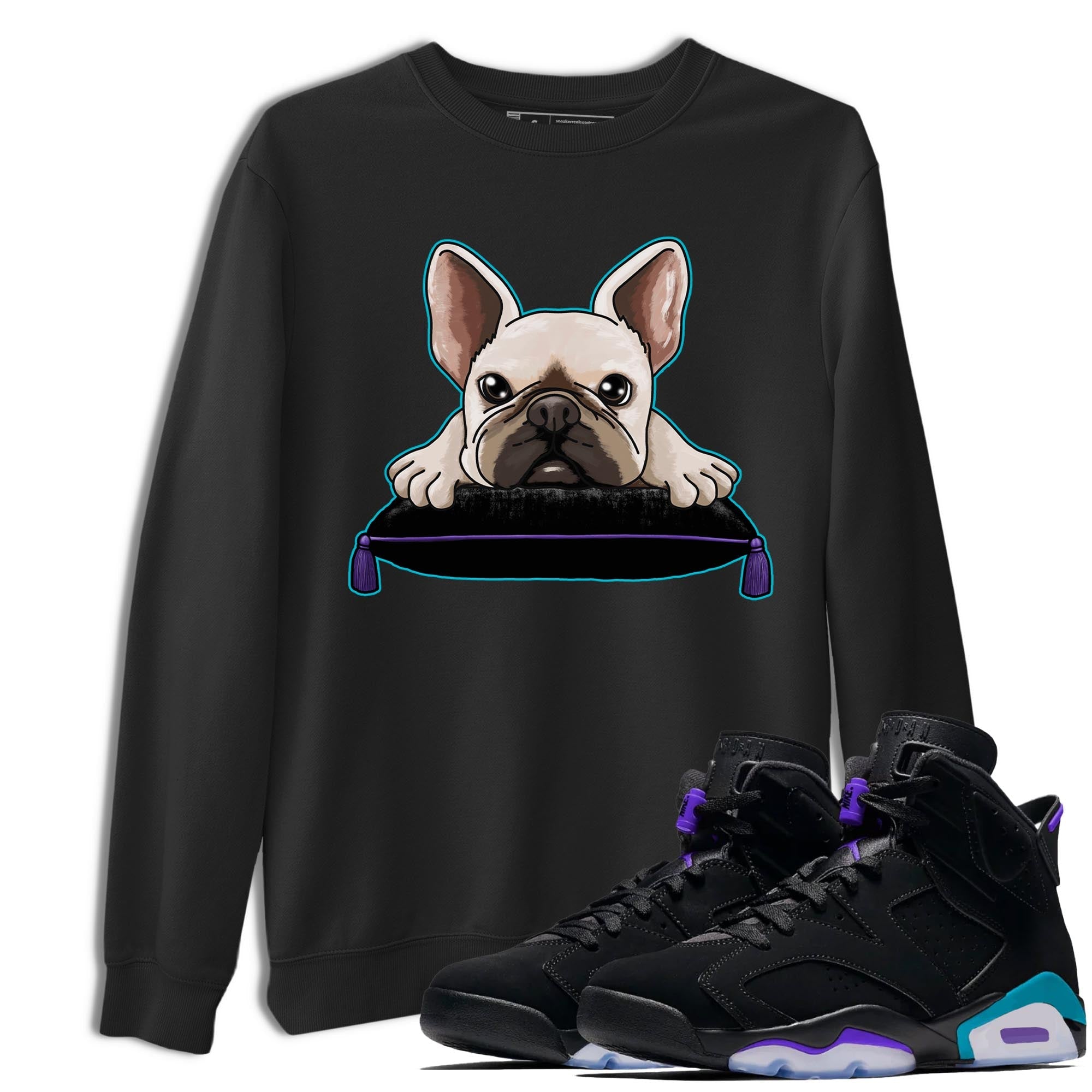 French Bulldog snkmatch Tee - Air Jordan 6 Aqua