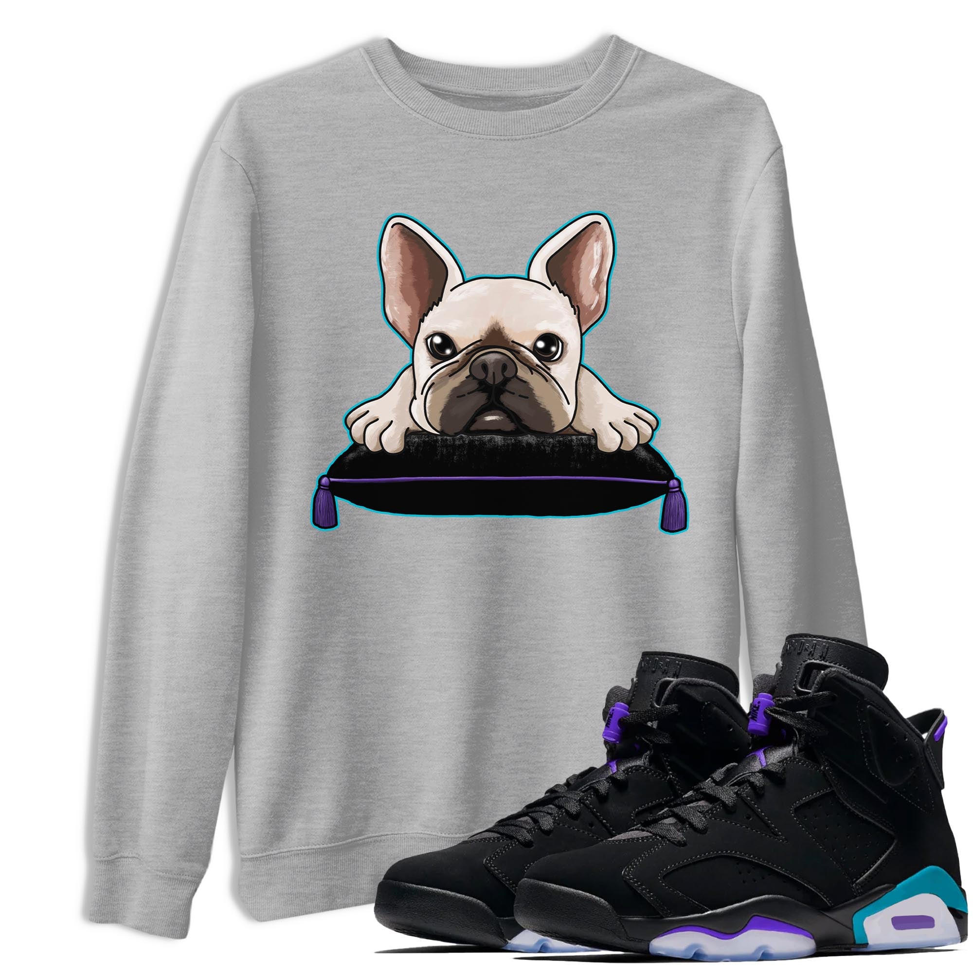 French Bulldog snkmatch Tee - Air Jordan 6 Aqua
