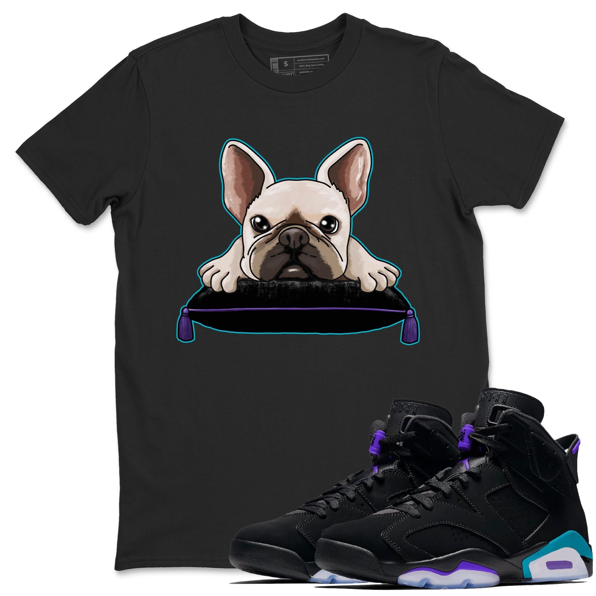 French Bulldog snkmatch Tee - Air Jordan 6 Aqua
