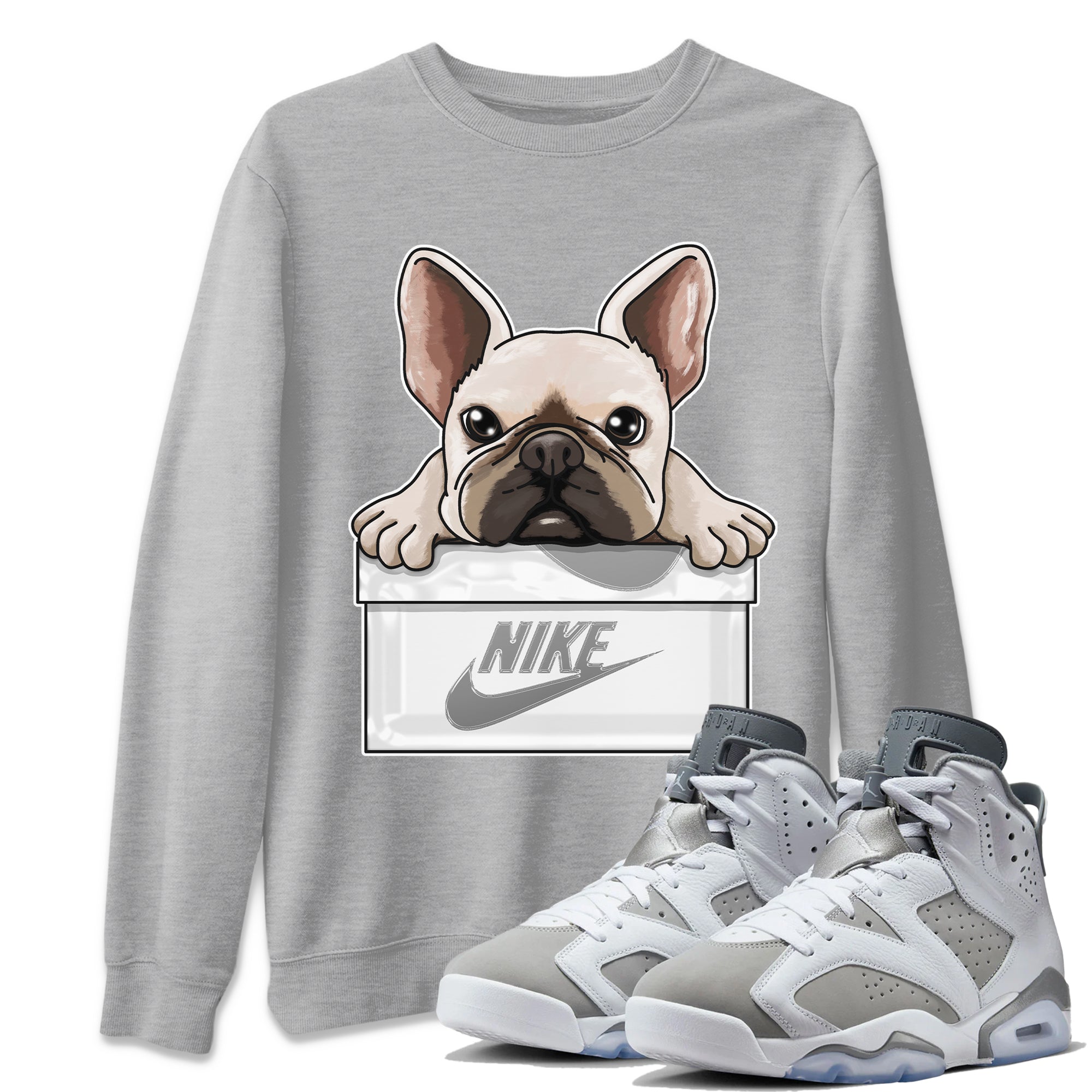 French Bulldog Unisex Tops - Air Jordan 6 Cool Grey