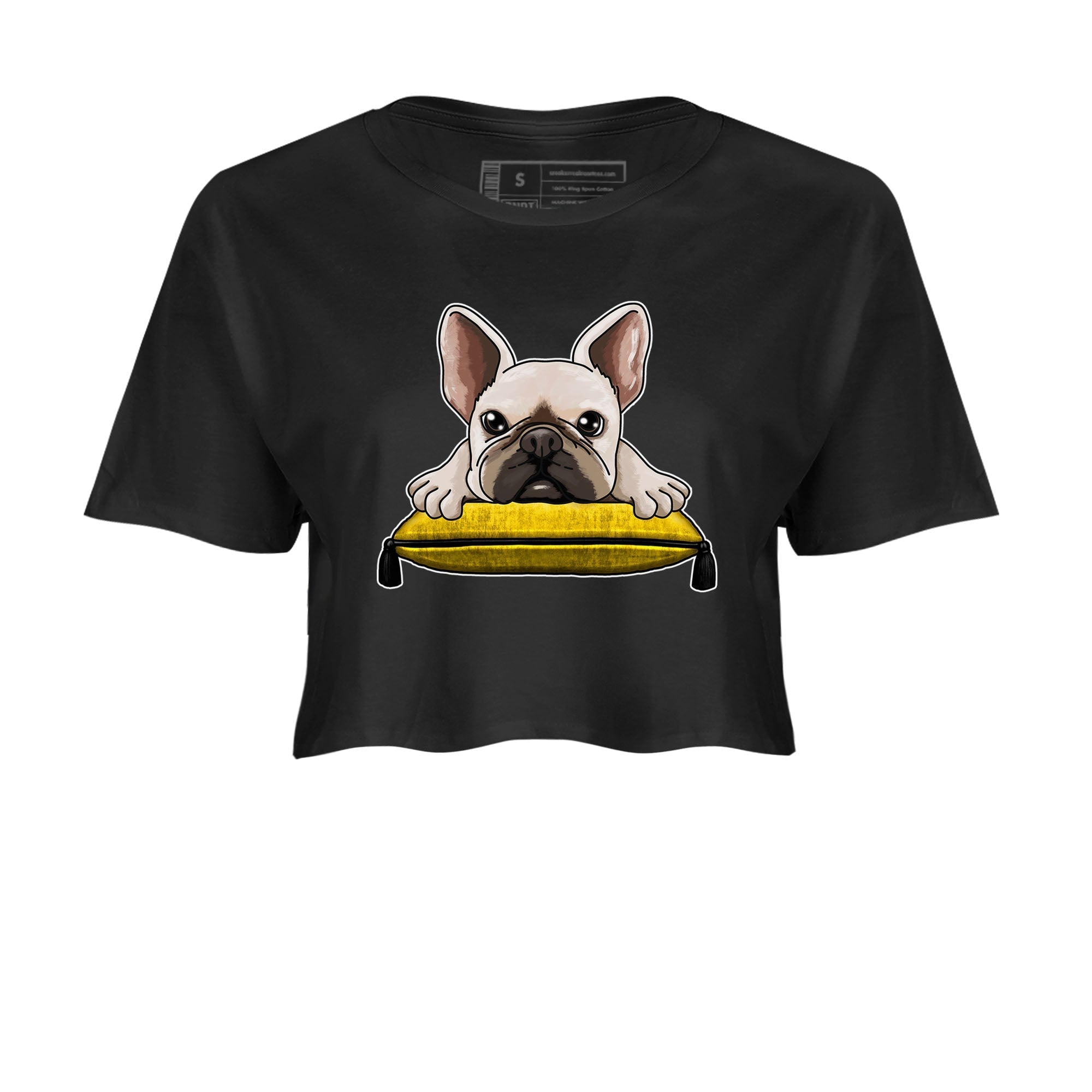 French Bulldog snkmatch Tees Crop Top - Air Jordan 6 Yellow Ochre