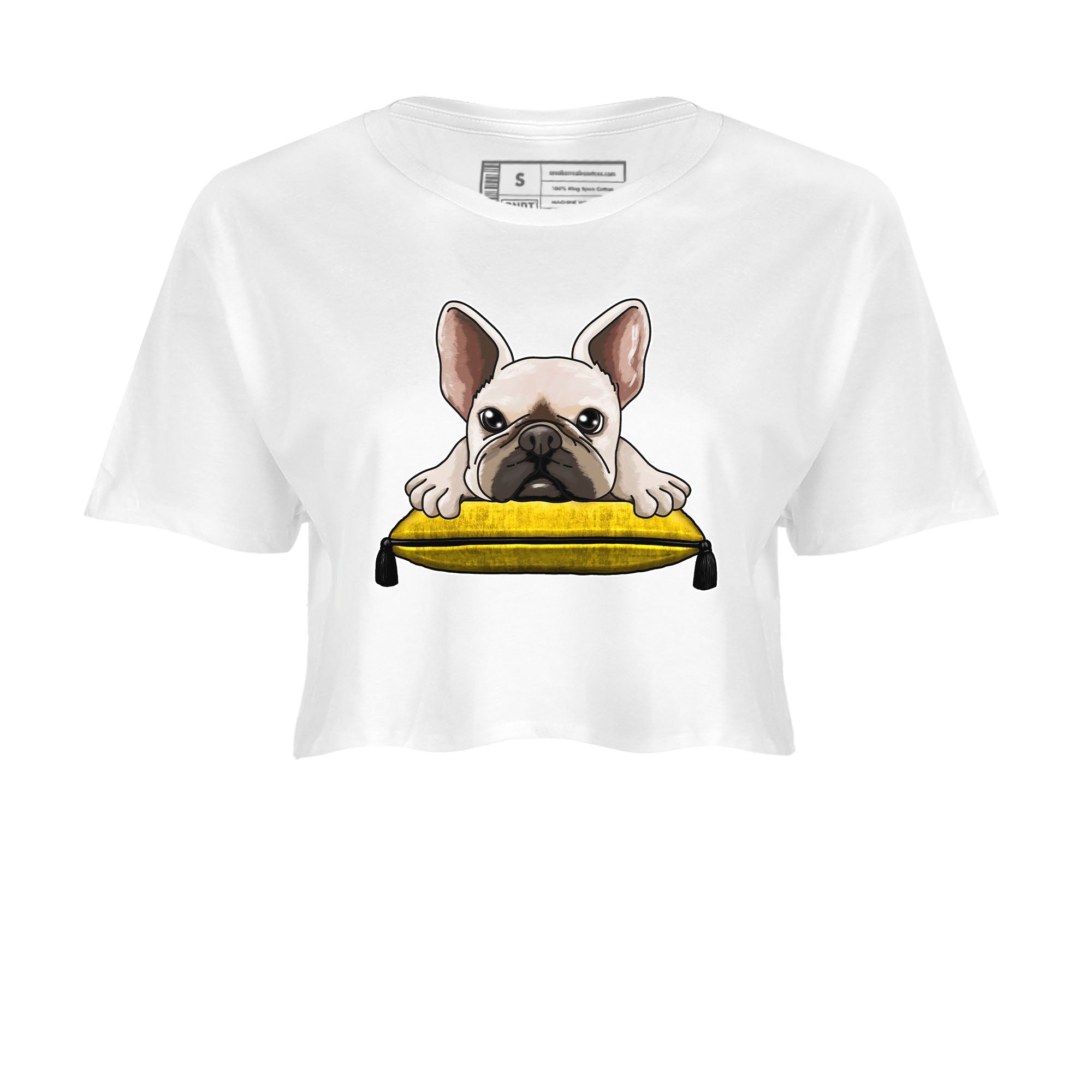 French Bulldog snkmatch Tees Crop Top - Air Jordan 6 Yellow Ochre