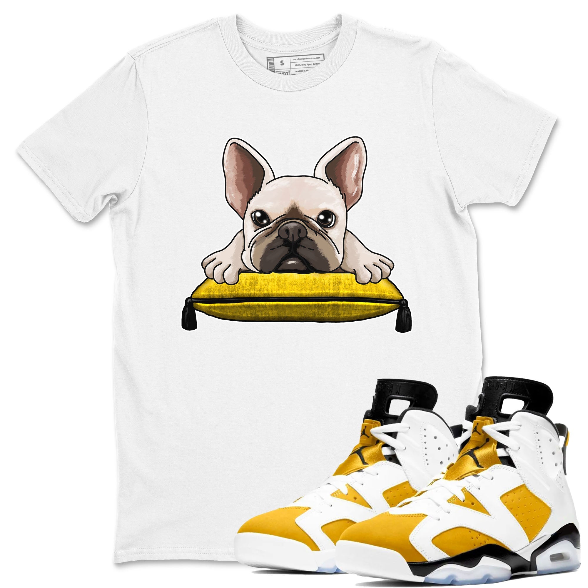 French Bulldog snkmatch Tees - Air Jordan 6 Yellow Ochre
