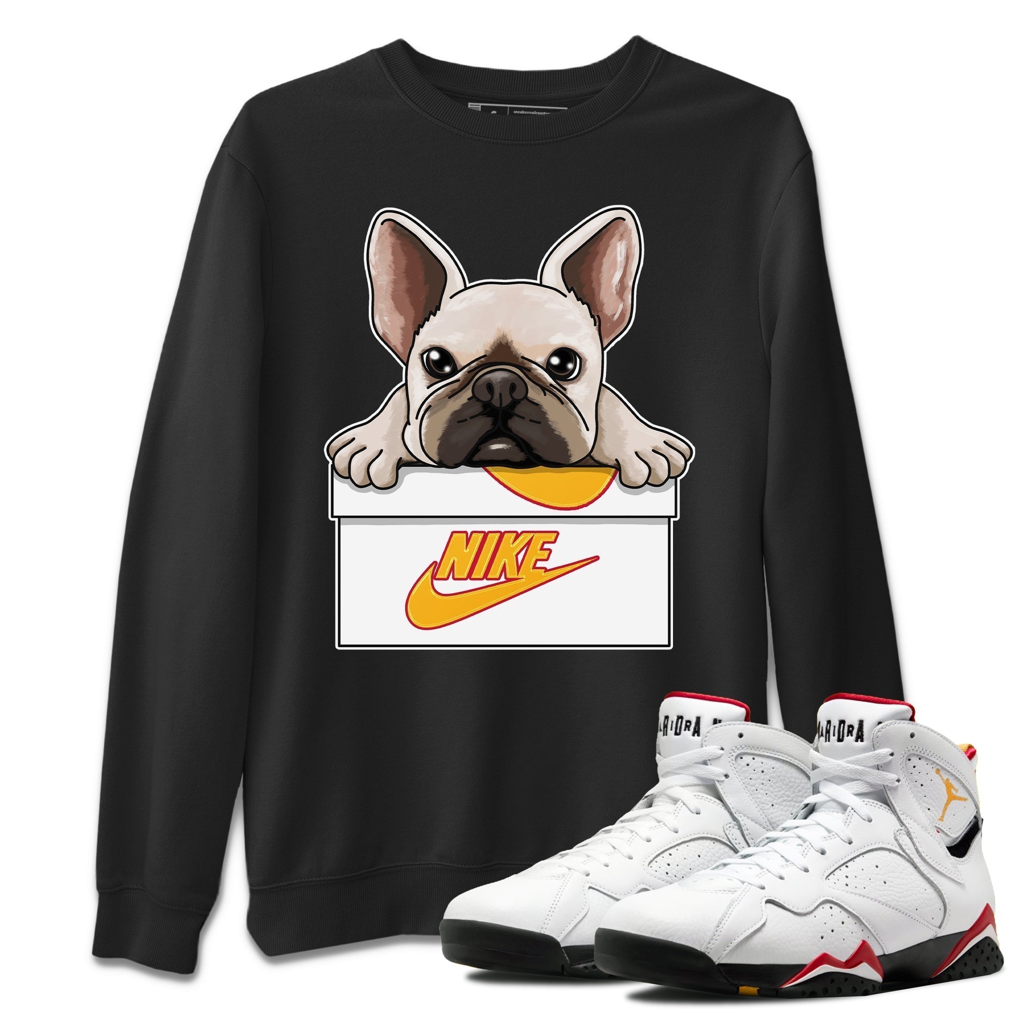 French Bulldog Unisex Tops - Air Jordan 7 Cardinal