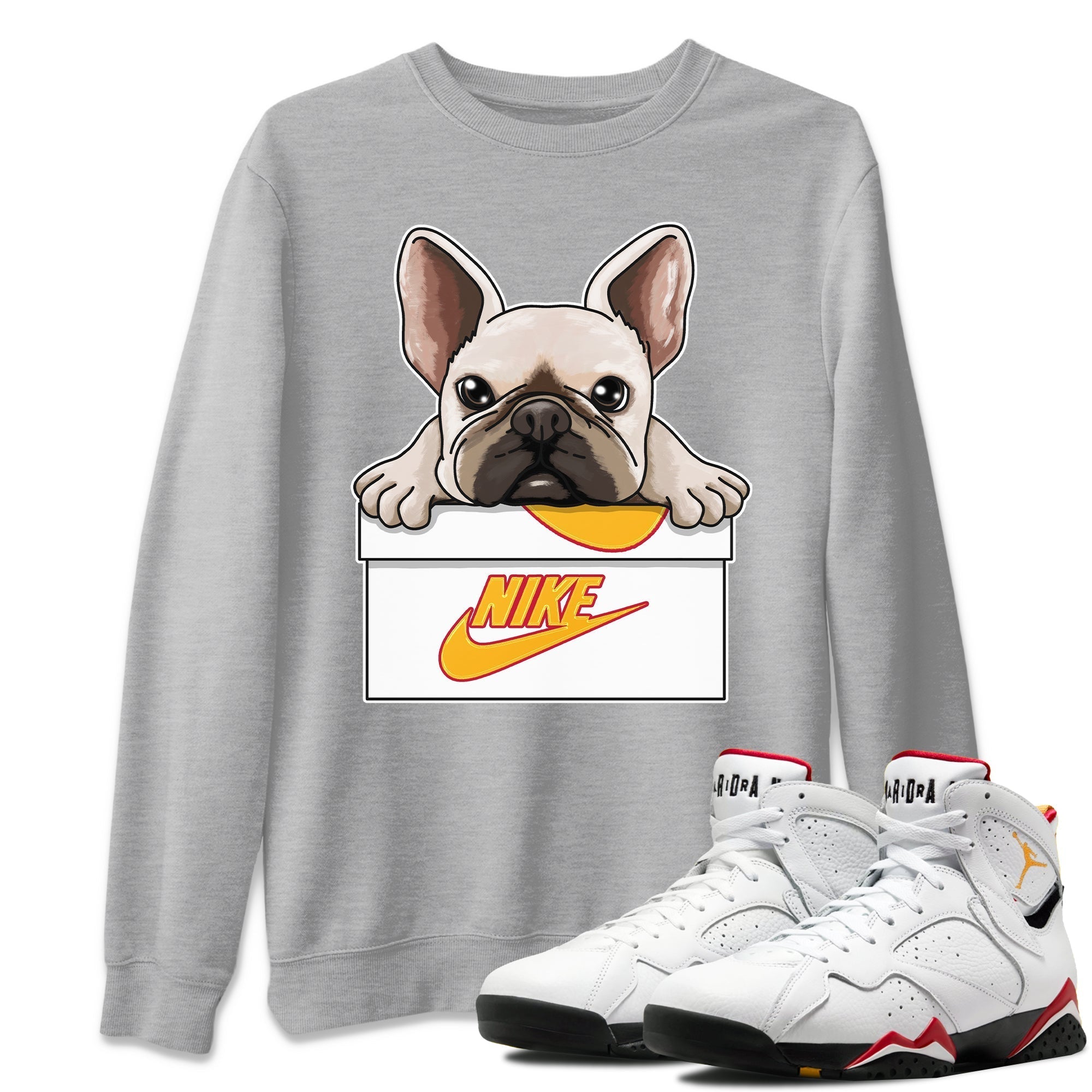 French Bulldog Unisex Tops - Air Jordan 7 Cardinal
