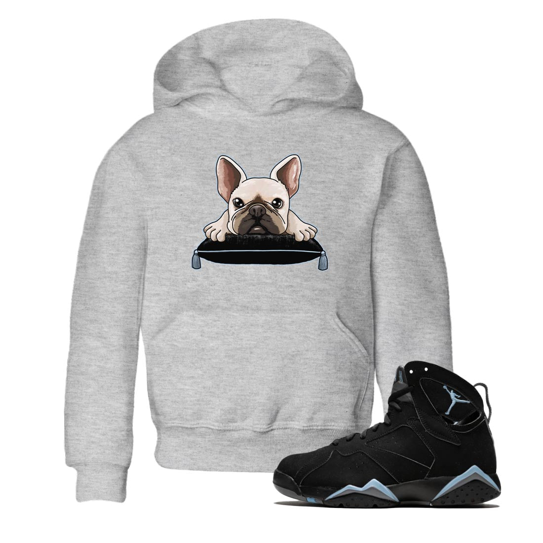 French Bulldog snkmatch Tee Kids - Air Jordan 7 Chambray