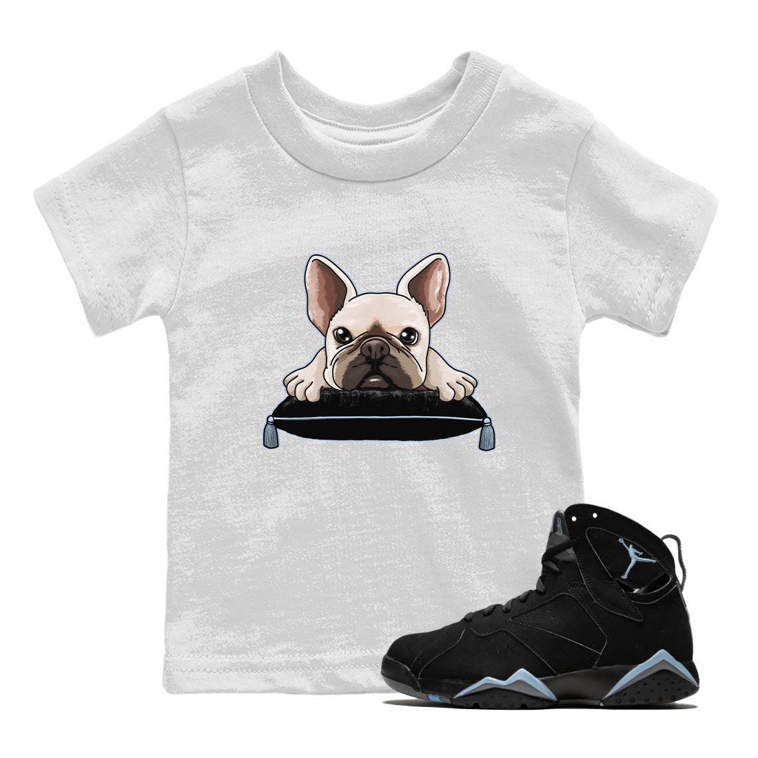 French Bulldog snkmatch Tee Kids - Air Jordan 7 Chambray