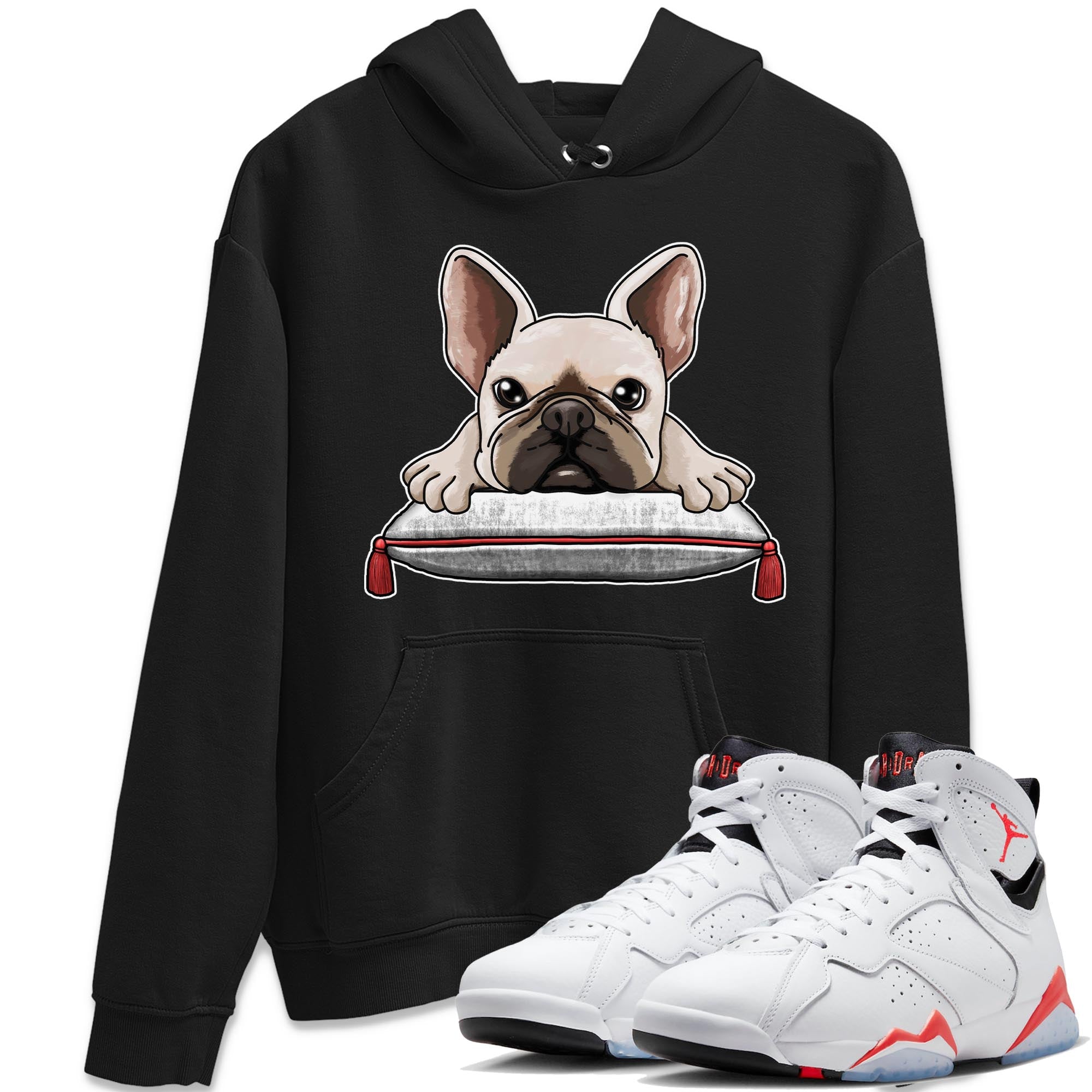 French Bulldog snkmatch Tee - Air Jordan 7 White Infrared