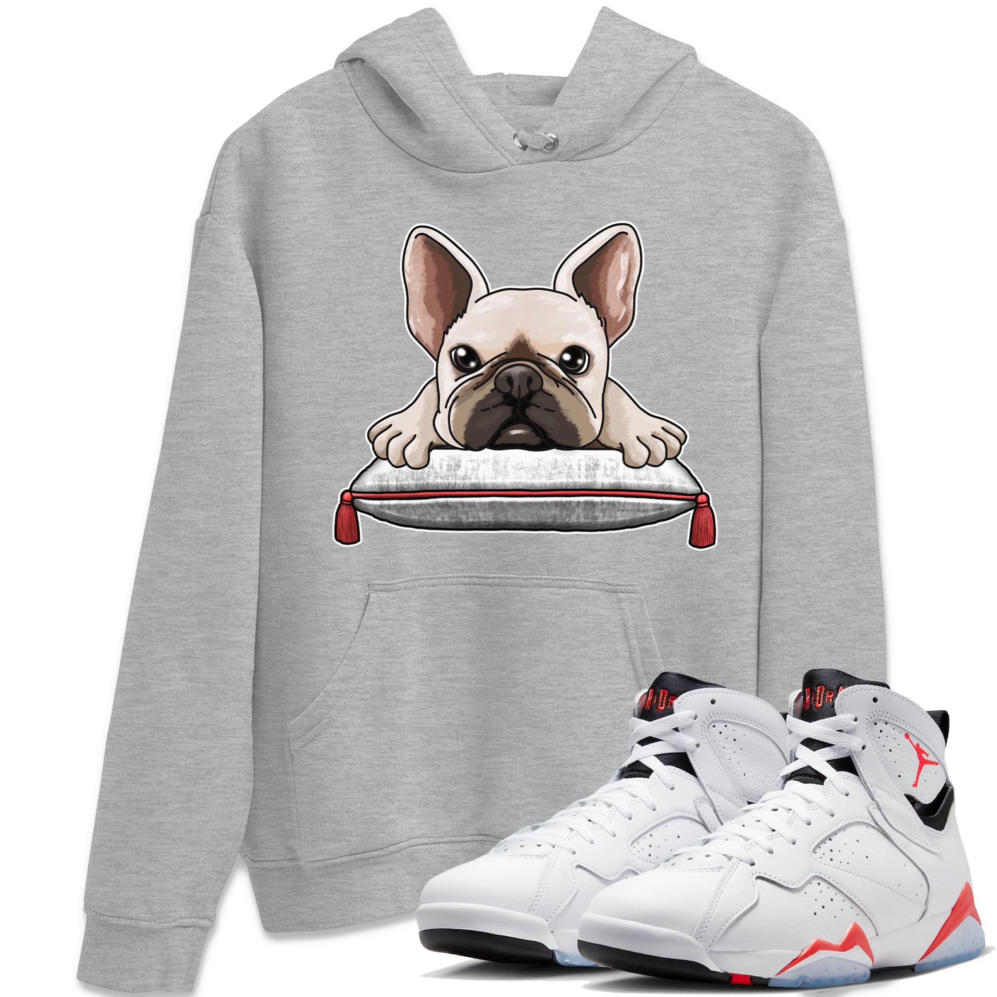 French Bulldog snkmatch Tee - Air Jordan 7 White Infrared