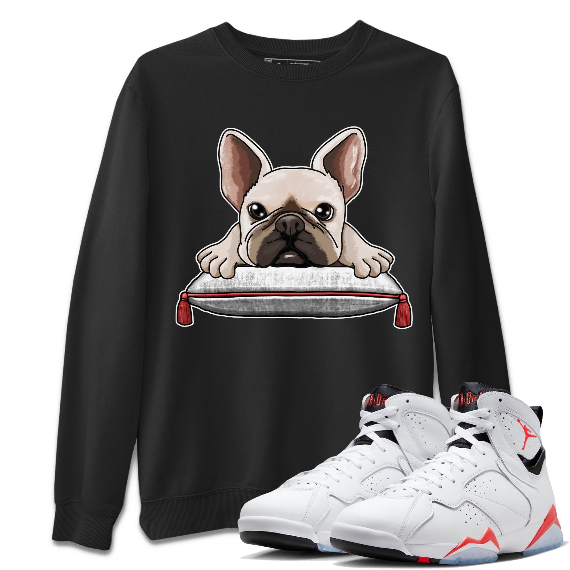 French Bulldog snkmatch Tee - Air Jordan 7 White Infrared