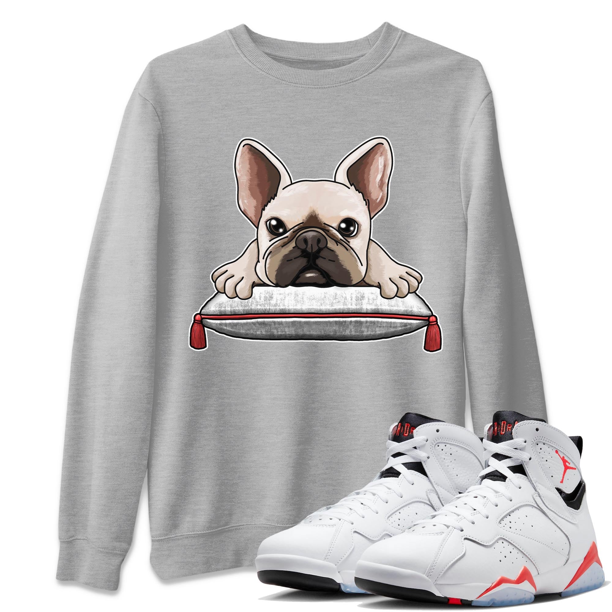 French Bulldog snkmatch Tee - Air Jordan 7 White Infrared