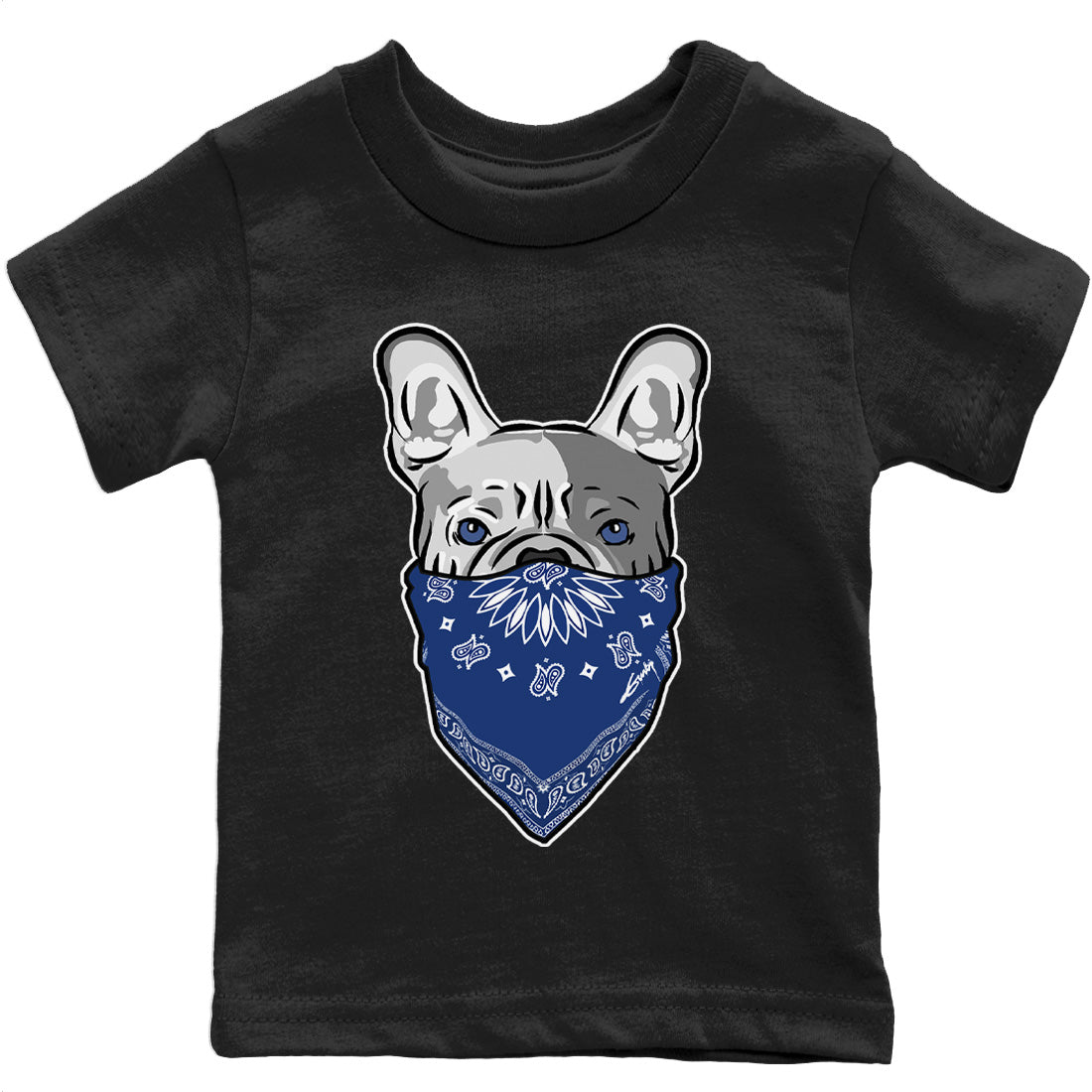 French Bulldog Bandana Kids Tops - Air Jordan 13 French Blue