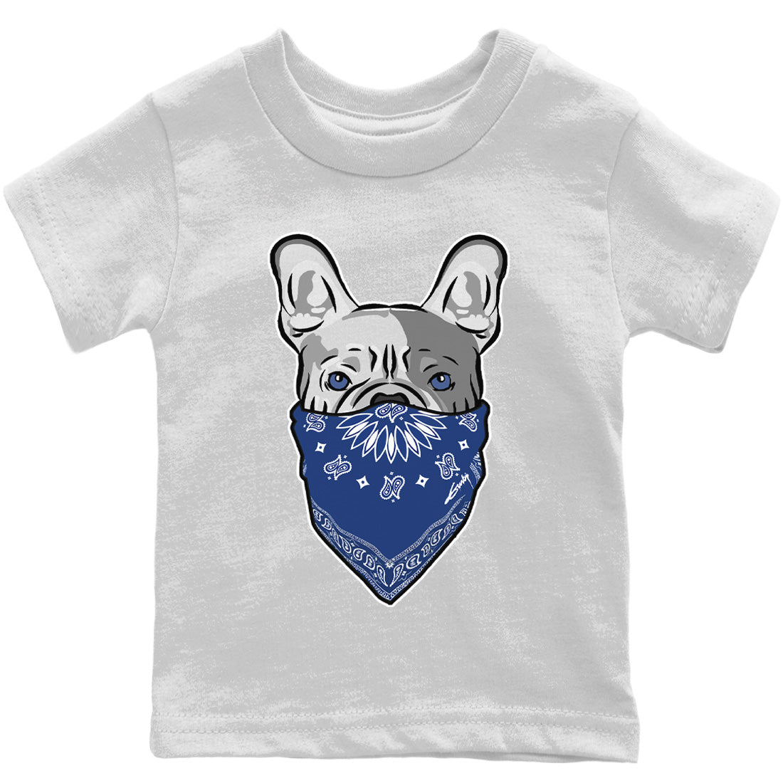 French Bulldog Bandana Kids Tops - Air Jordan 13 French Blue