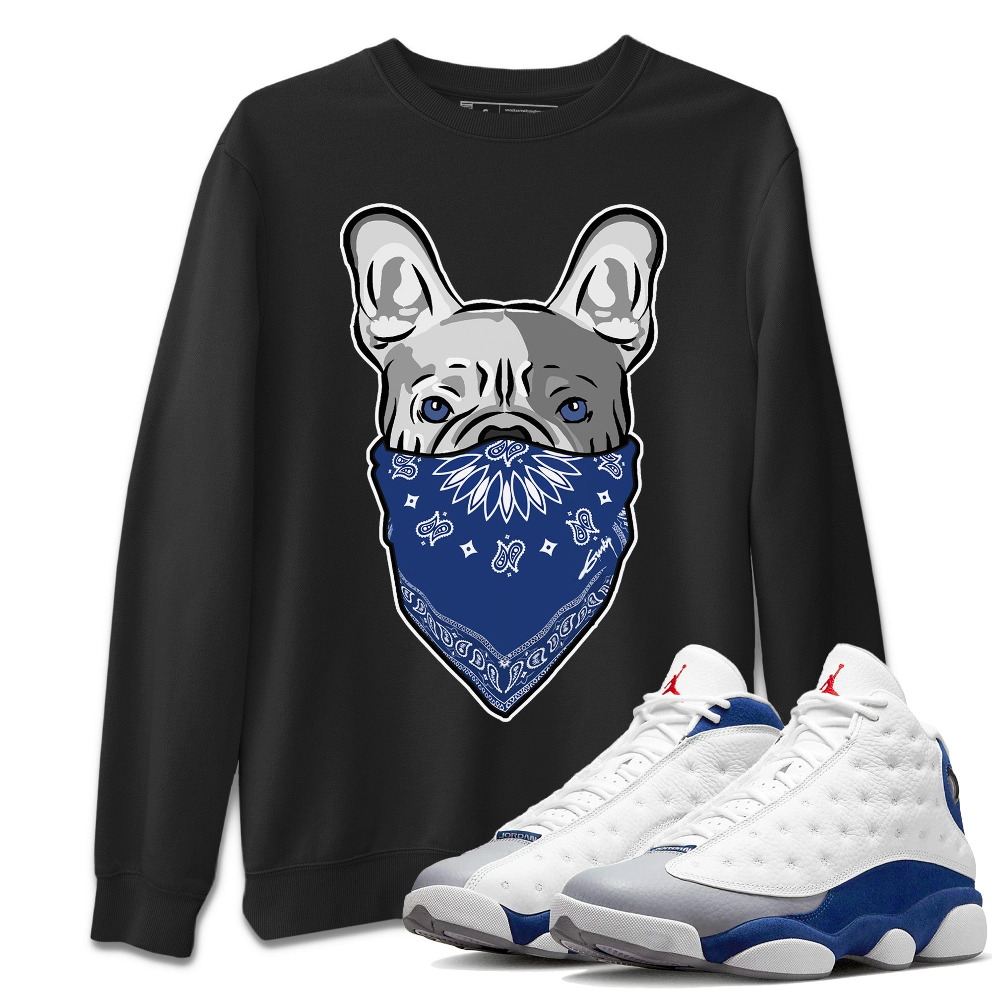 French Bulldog Bandana Unisex Tops - Air Jordan 13 French Blue