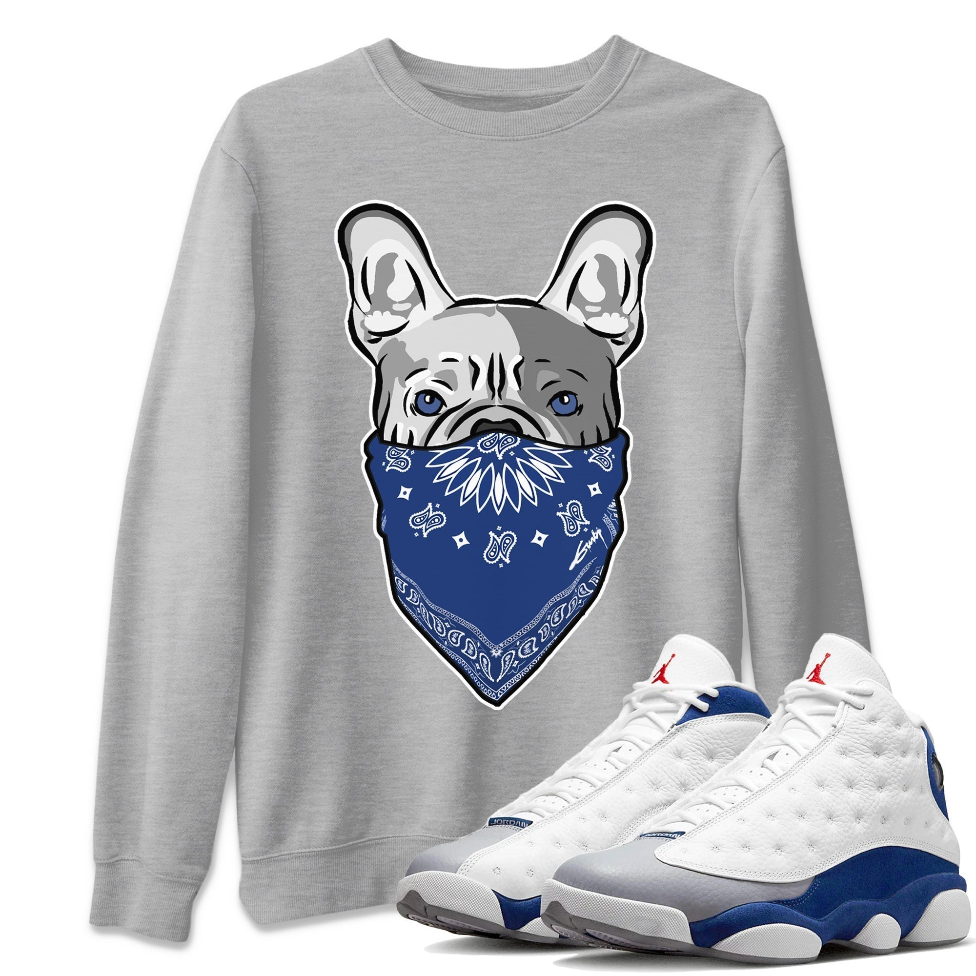 French Bulldog Bandana Unisex Tops - Air Jordan 13 French Blue