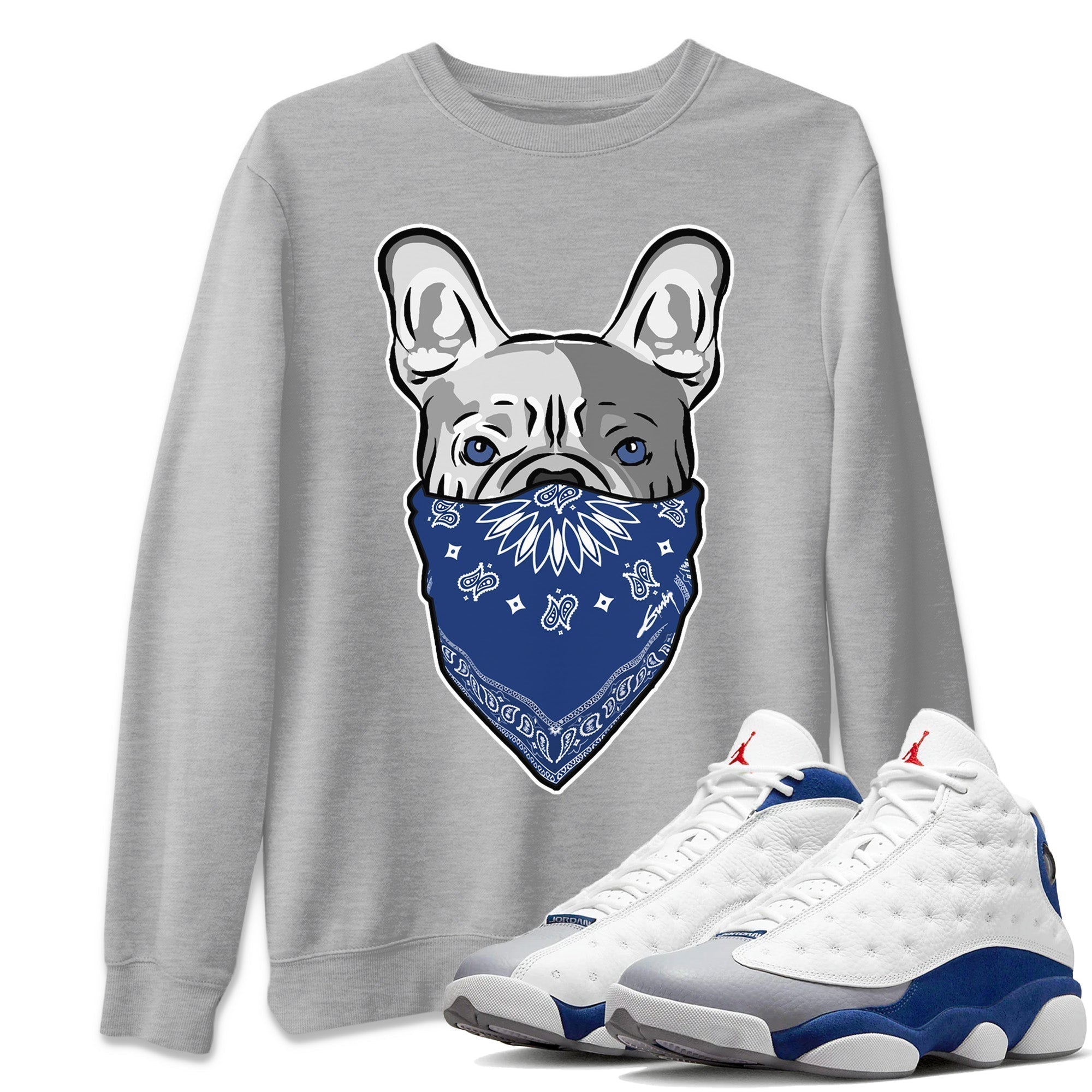 French Bulldog Bandana Unisex Tops - Air Jordan 13 French Blue