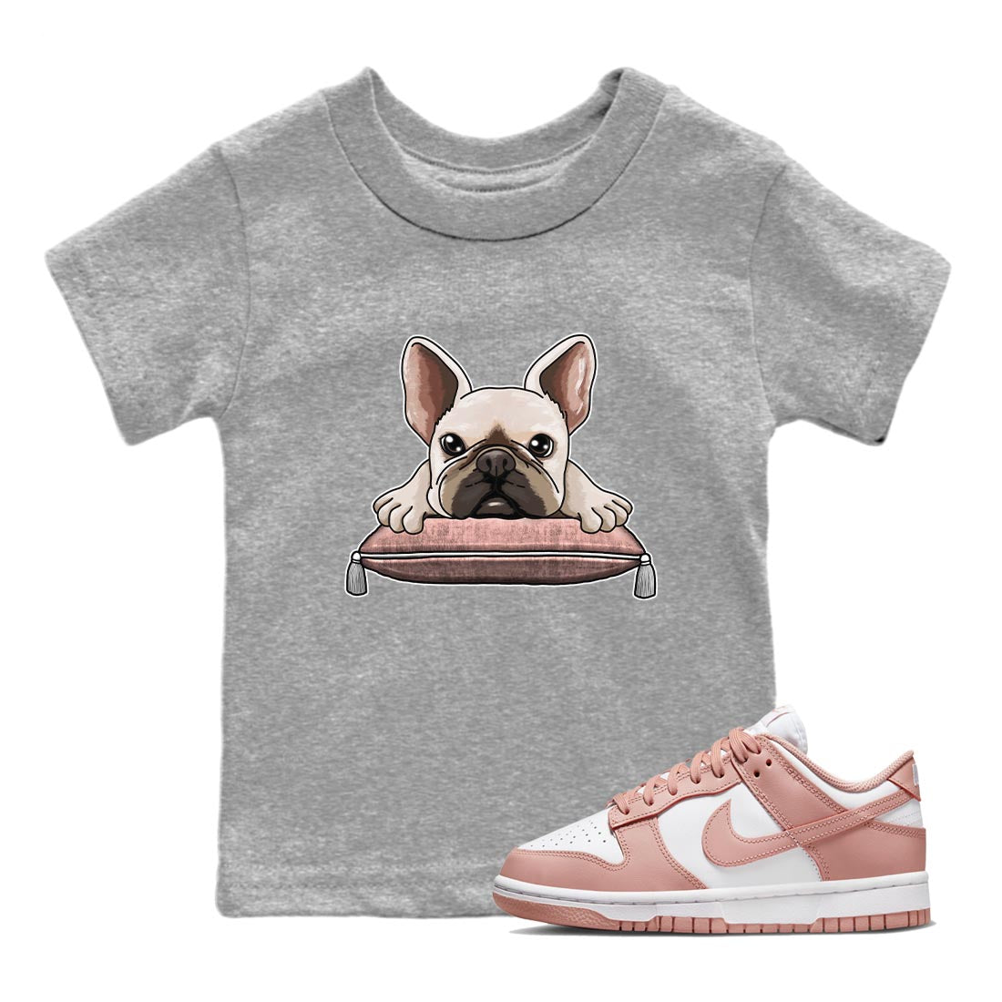 French Bulldog snkmatch Tee Kids - Dunk Rose Whisper