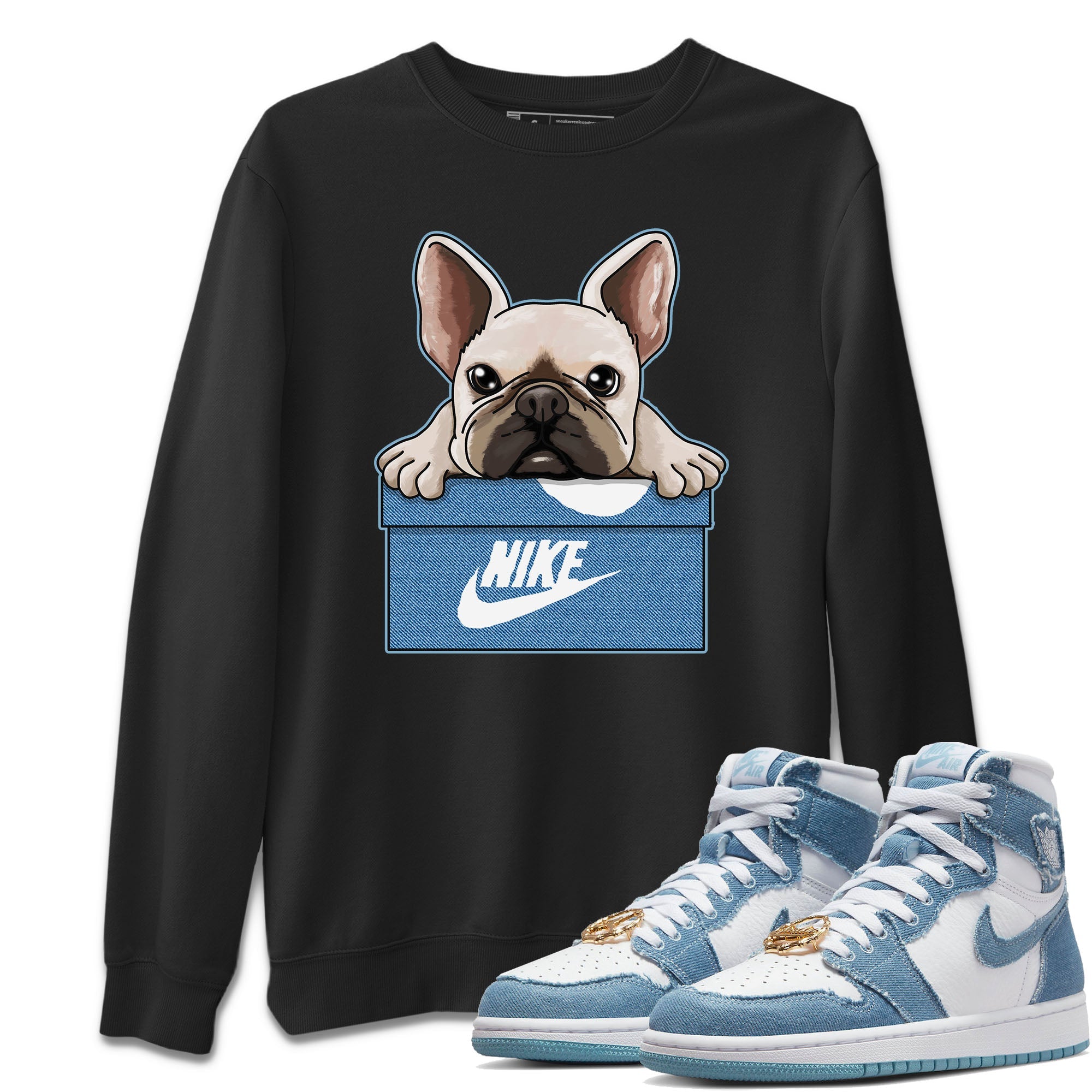 French Bulldog Unisex Tops - Air Jordan 1 Denim