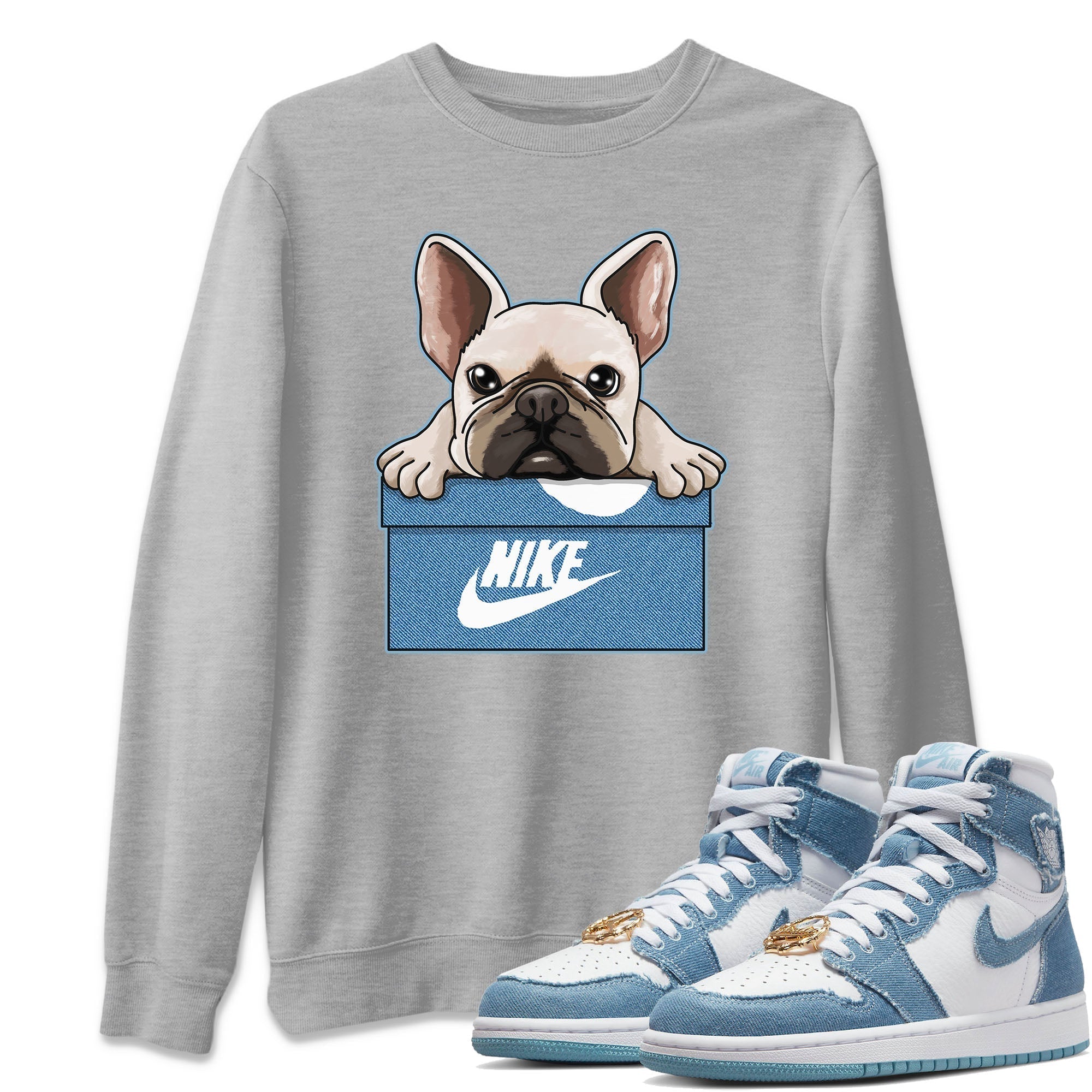 French Bulldog Unisex Tops - Air Jordan 1 Denim